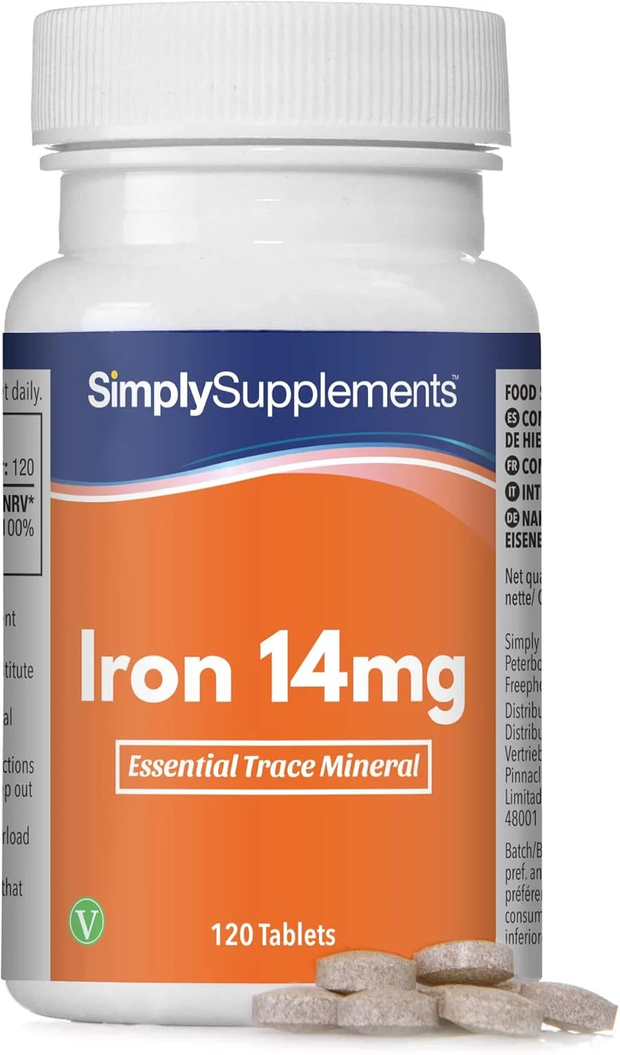 قرص آهن 14 میلی گرم | 120 قرص = تامین 4 ماهه | مناسب برای گیاهخواران | 100% مقدار مرجع مواد مغذی | مکمل محبوب برای کاهش خستگی | تولید شده در انگلستان