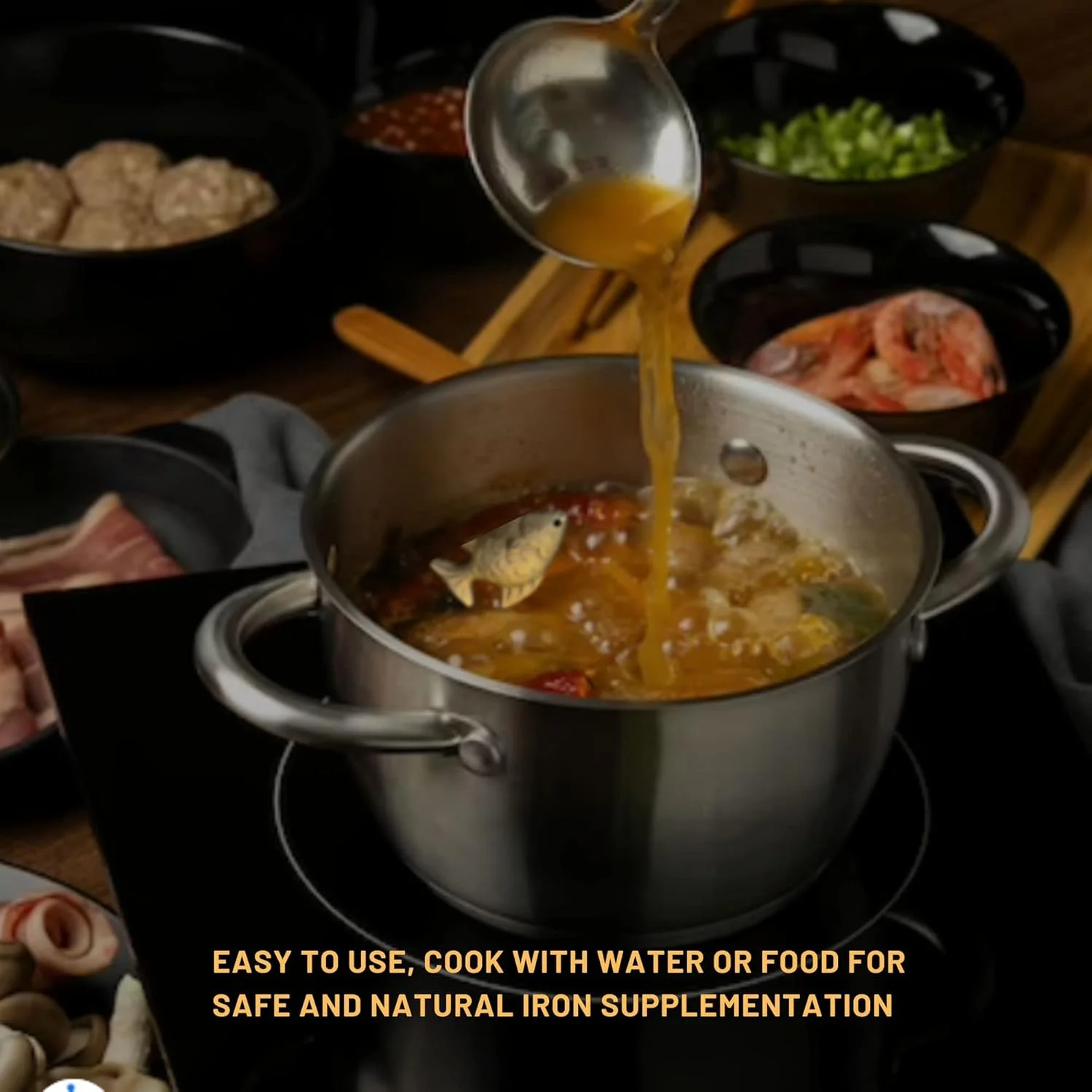 ماهی آهنی برای کمبود آهن، 2 بسته ماهی آهنی برای پخت و پز، ابزار آشپزی ایمن برای افزودن مکمل آهن و کاهش خطرات کمبود آهن