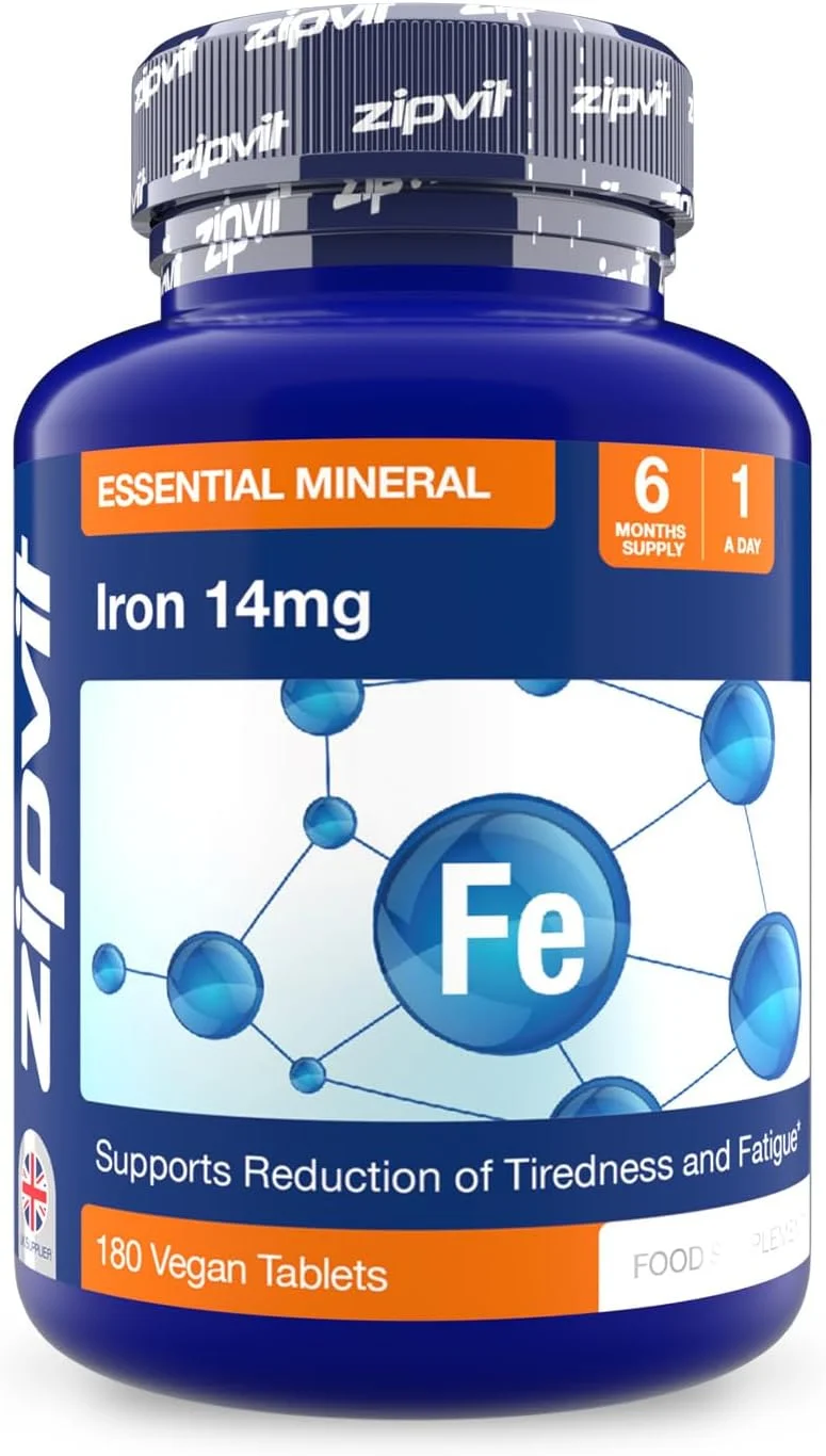 قرص آهن زیپویت 14 میلی گرم، 180 عدد قرص گیاهی. پشتیبانی از عملکرد شناختی و سیستم ایمنی. کاهش خستگی و کوفتگی. مورد تایید انجمن گیاهخواران.