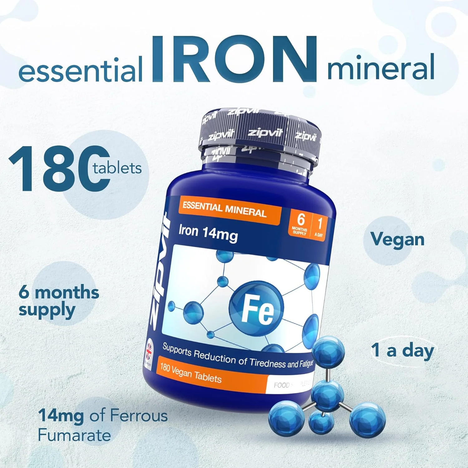 قرص آهن زیپویت 14 میلی گرم، 180 عدد قرص گیاهی. پشتیبانی از عملکرد شناختی و سیستم ایمنی. کاهش خستگی و کوفتگی. مورد تایید انجمن گیاهخواران. قرص آهن زیپویت 14 میلی گرم، 180 عدد قرص گیاهی. پشتیبانی از عملکرد شناختی و سیستم ایمنی. کاهش خستگی و کوفتگی. مورد تایید انجمن گیاهخواران.