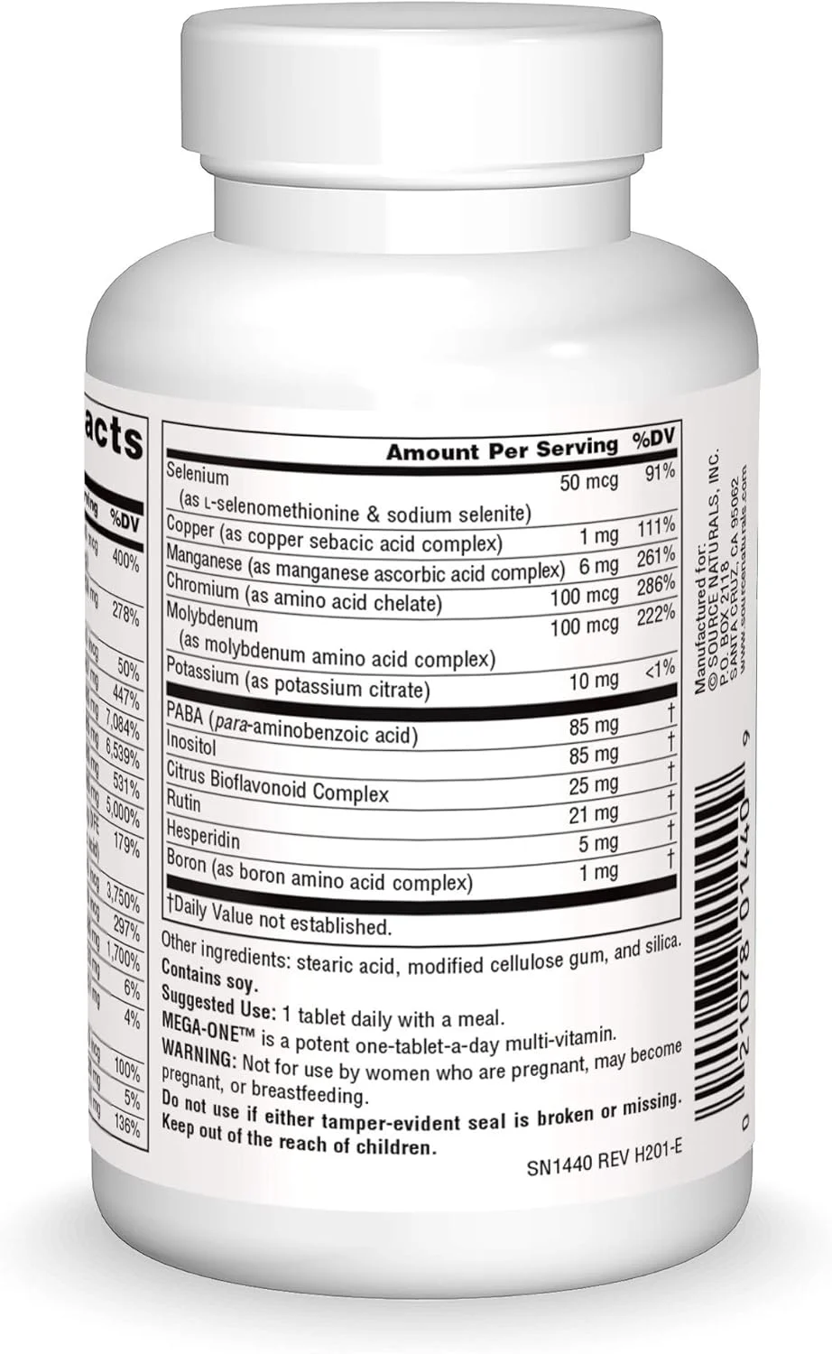 سورس نچرالز مگا-وان مولتیپل بدون آهن، 30 عدد قرص