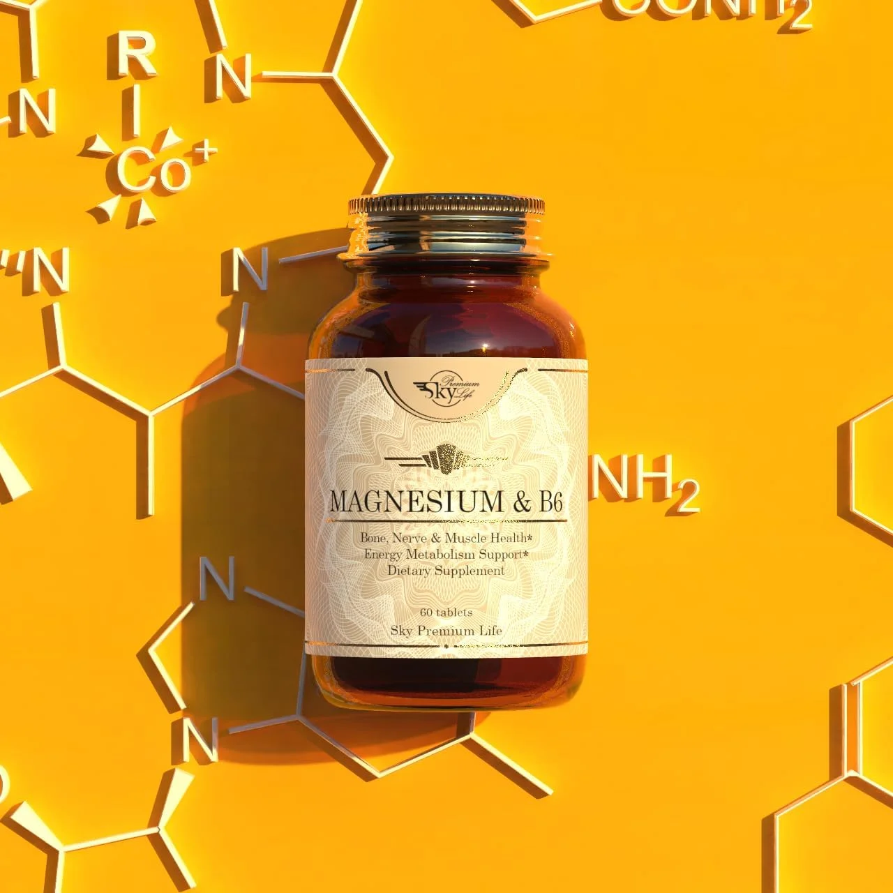 مکمل غذایی منیزیم Sky Premium Life با ویتامین B6 - 60 قرص مکمل غذایی منیزیم B6 - فرمول گیاهی ممتاز غیر تراریخته - پشتیبانی از عملکرد اعصاب و عضلات، سلامت استخوان مکمل غذایی منیزیم Sky Premium Life با ویتامین B6 - 60 قرص مکمل غذایی منیزیم B6 - فرمول گیاهی ممتاز غیر تراریخته - پشتیبانی از عملکرد اعصاب و عضلات، سلامت استخوان