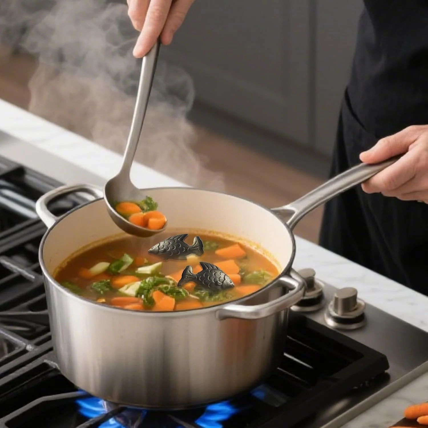 ۲ عدد ماهی آهنی قابل استفاده مجدد برای پخت و پز، ابزار مکمل آهن برای گیاهخواران، لوازم جانبی جایگزین مکمل ابزار آشپزخانه برای ورزشکاران ۲ عدد ماهی آهنی قابل استفاده مجدد برای پخت و پز، ابزار مکمل آهن برای گیاهخواران، لوازم جانبی جایگزین مکمل ابزار آشپزخانه برای ورزشکاران