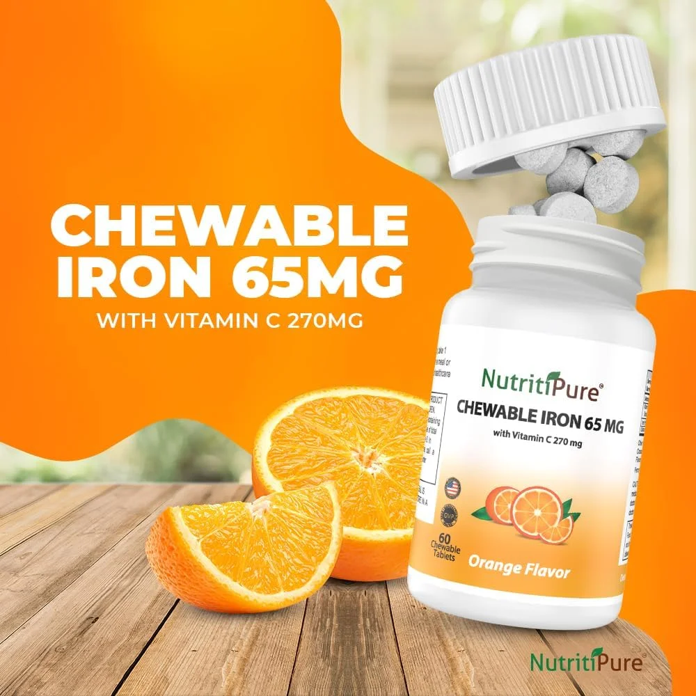 آهن جویدنی 65 میلی گرم با ویتامین C 270 میلی گرم - قرص با طعم پرتقال 60 عددی x 2 بطری (بسته دوقلو) آهن جویدنی 65 میلی گرم با ویتامین C 270 میلی گرم - قرص با طعم پرتقال 60 عددی x 2 بطری (بسته دوقلو)