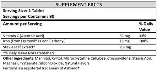 مکمل آهن جویدنی (آهن کربونیل 18 میلی گرم با ویتامین C 30 میلی گرم) با طعم پرتقال، 90 عدد قرص در 2 بطری (بسته دوقلو) مکمل آهن جویدنی (آهن کربونیل 18 میلی گرم با ویتامین C 30 میلی گرم) با طعم پرتقال، 90 عدد قرص در 2 بطری (بسته دوقلو)