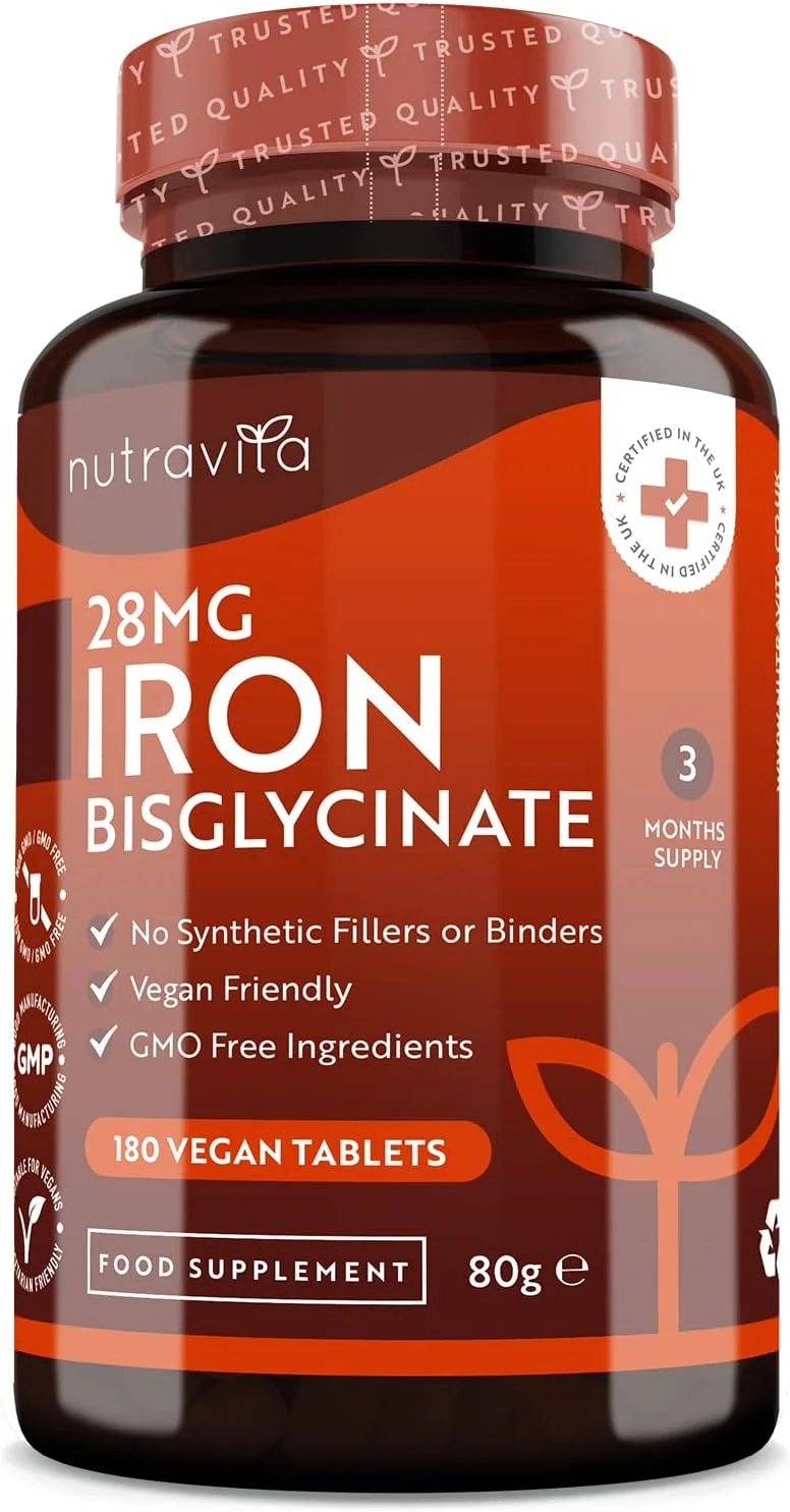 قرص آهن نوتراویتا 28 میلی گرم - 180 قرص گیاهی (تامین 3 ماهه مکمل آهن) - کمک به کاهش خستگی - مناسب برای مردان و زنان - ساخت انگلستان *