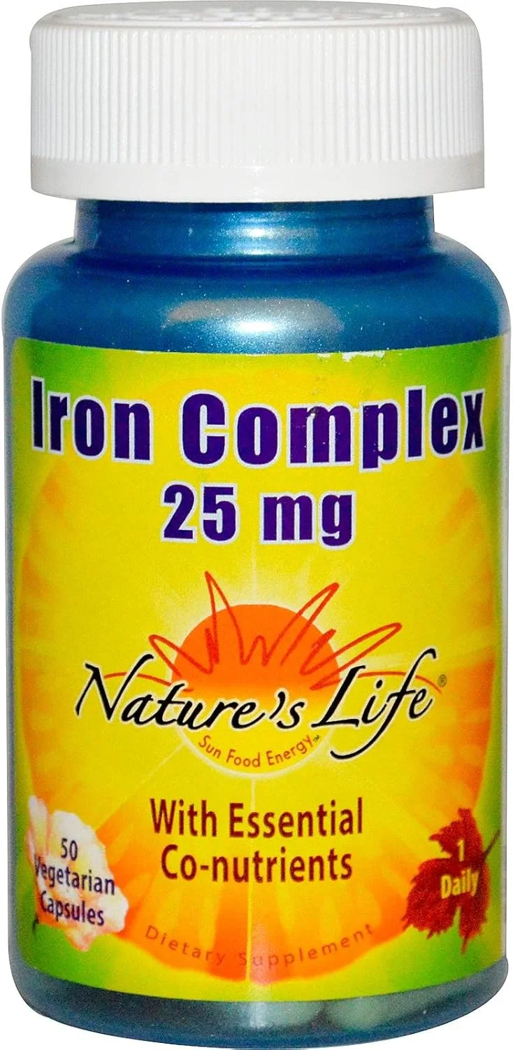 Nature's Life، کمپلکس آهن، 25 میلی گرم، 50 کپسول گیاهی