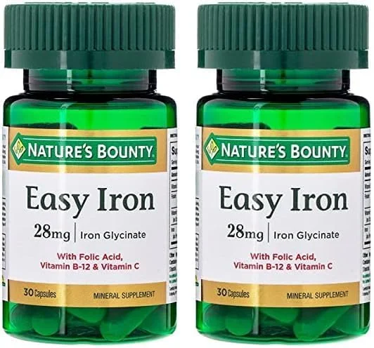 آهن آسان Nature's Bounty، 28 میلی گرم، 30 کپسول (بسته 2 عددی)