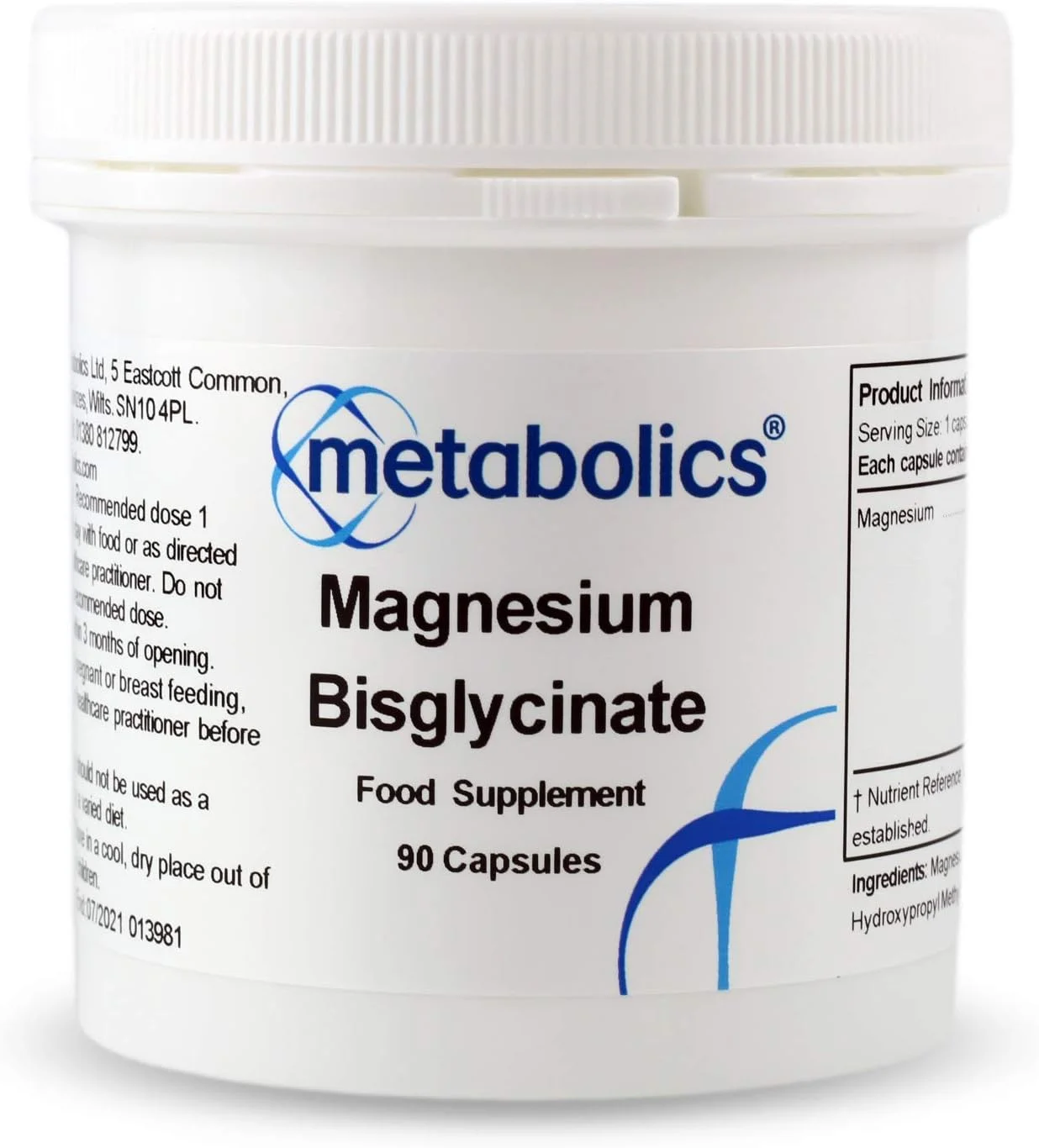 کپسول های منیزیم بیس گلیسینات متابولیکس | 133 میلی گرم منیزیم در هر کپسول | مکمل منیزیم برای تمام سنین | 90 کپسول منیزیم گیاهی