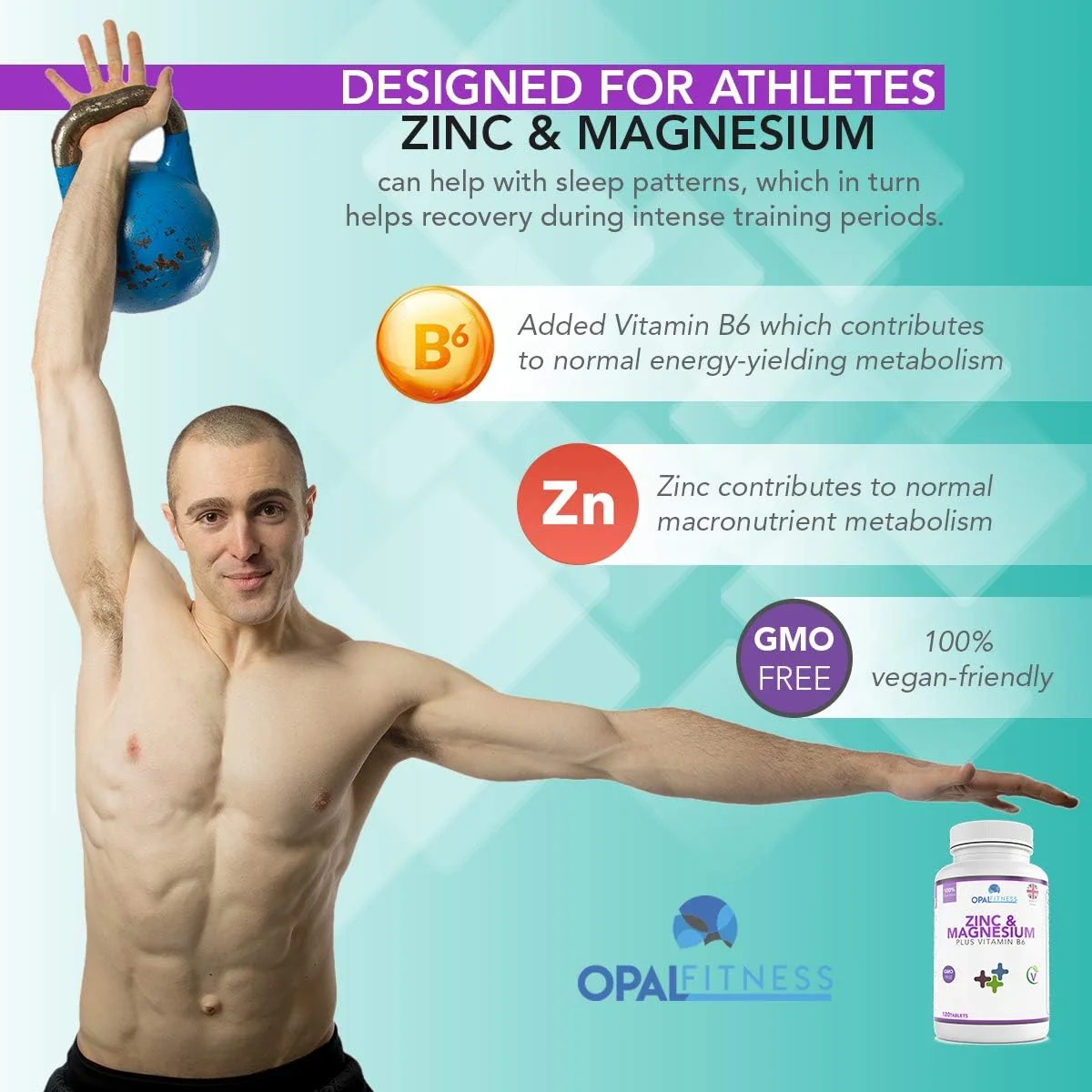 مکمل قرص های زینک و منیزیم به همراه ویتامین B6 از Opal Fitness - فرمول عملکرد ورزشی و ریکاوری - بدون GMO - مناسب برای گیاهخواران - 120 قرص مکمل قرص های زینک و منیزیم به همراه ویتامین B6 از Opal Fitness - فرمول عملکرد ورزشی و ریکاوری - بدون GMO - مناسب برای گیاهخواران - 120 قرص