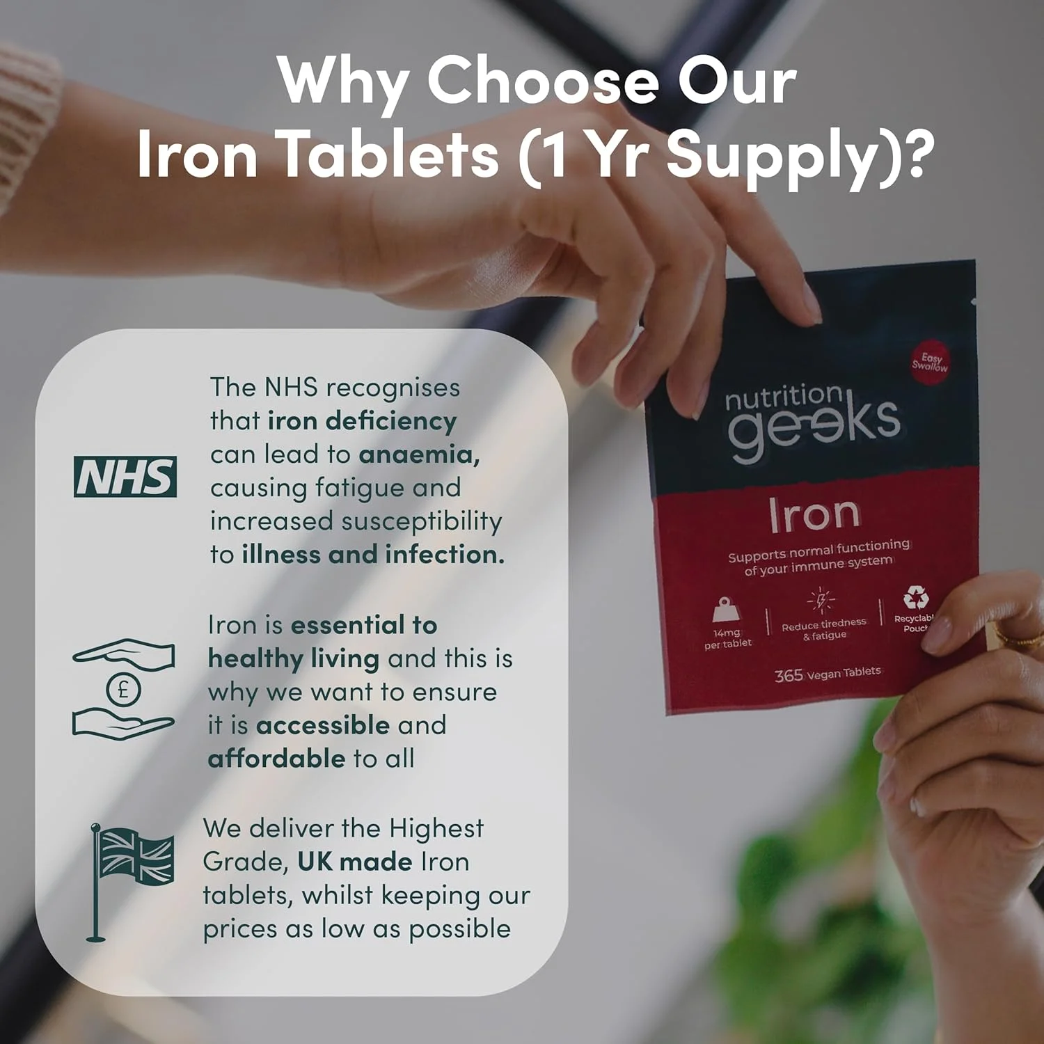 قرص آهن با دوز بالا 14 میلی گرم - 365 عدد، تامین 12 ماهه - مکمل آهن گیاهی برای زنان و مردان - فومارات آهن، کاهش خستگی - ویتامین ساخت بریتانیا قرص آهن با دوز بالا 14 میلی گرم - 365 عدد، تامین 12 ماهه - مکمل آهن گیاهی برای زنان و مردان - فومارات آهن، کاهش خستگی - ویتامین ساخت بریتانیا