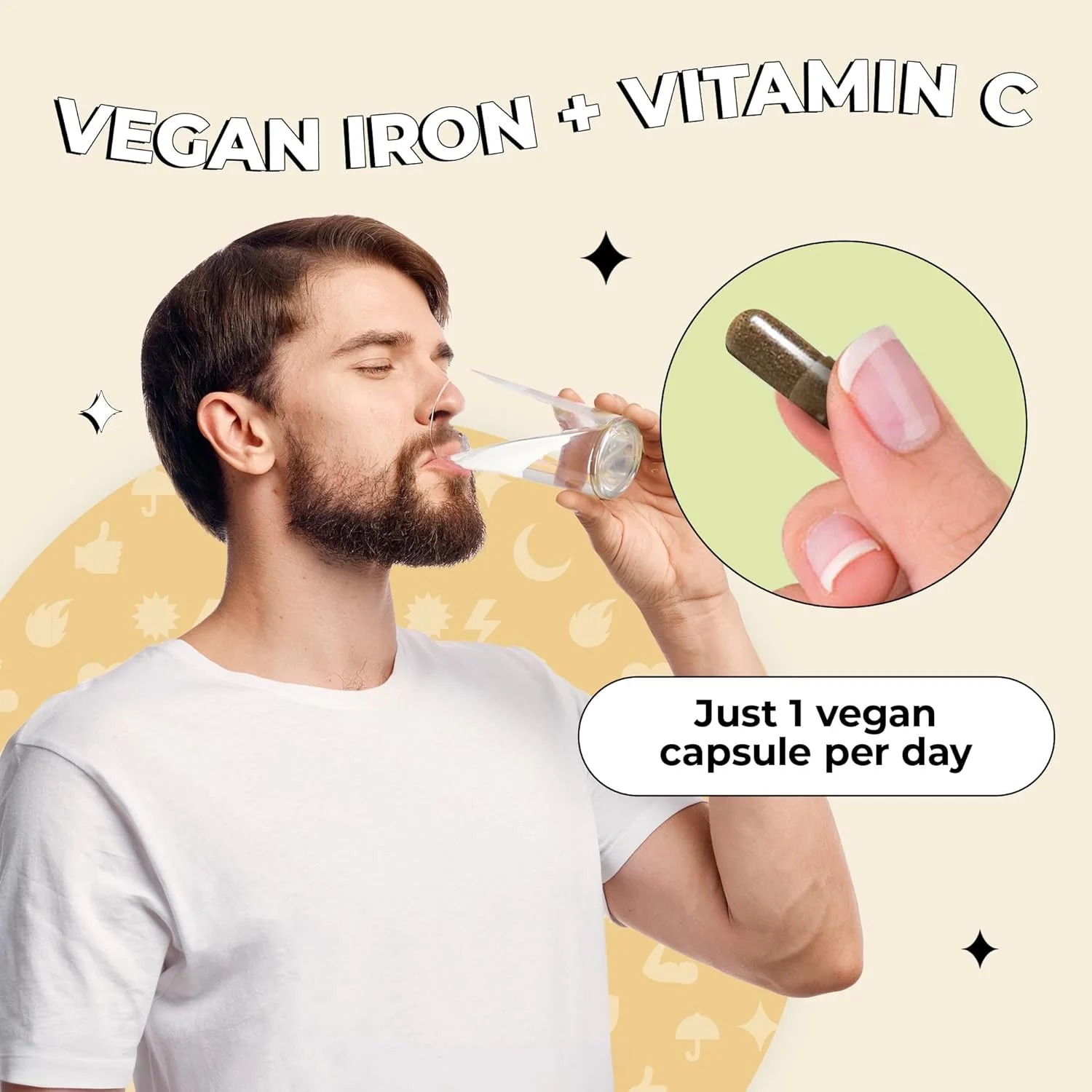 مکمل آهن گیاهی Future Kind به همراه ویتامین C برای انرژی، تمرکز و تقویت سیستم ایمنی - بسته 30 عددی، یک کپسول در روز (30 عدد در بطری شیشه ای)