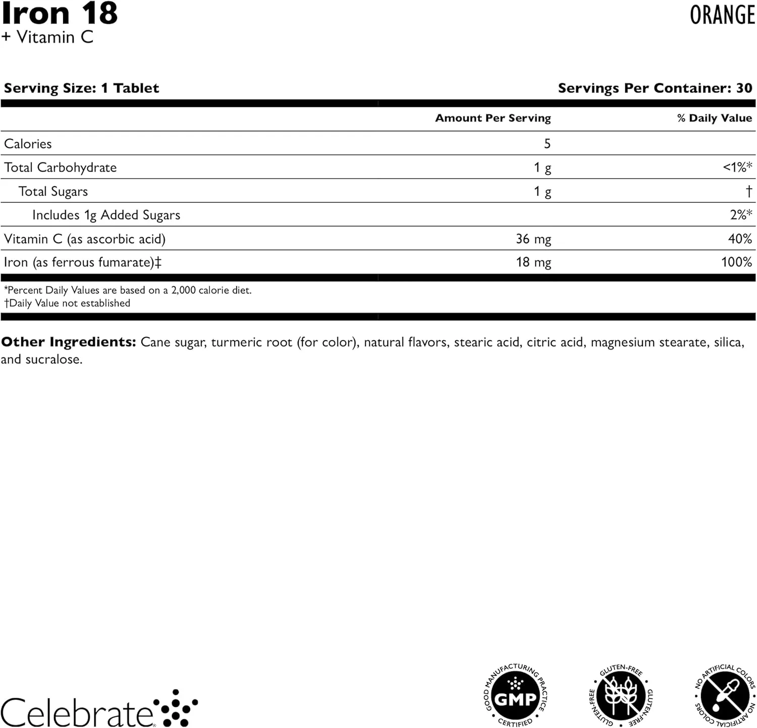 قرص جویدنی آهن + ویتامین ث ۱۸ میلی گرم - طعم نارنگی - ۹۰ عدد