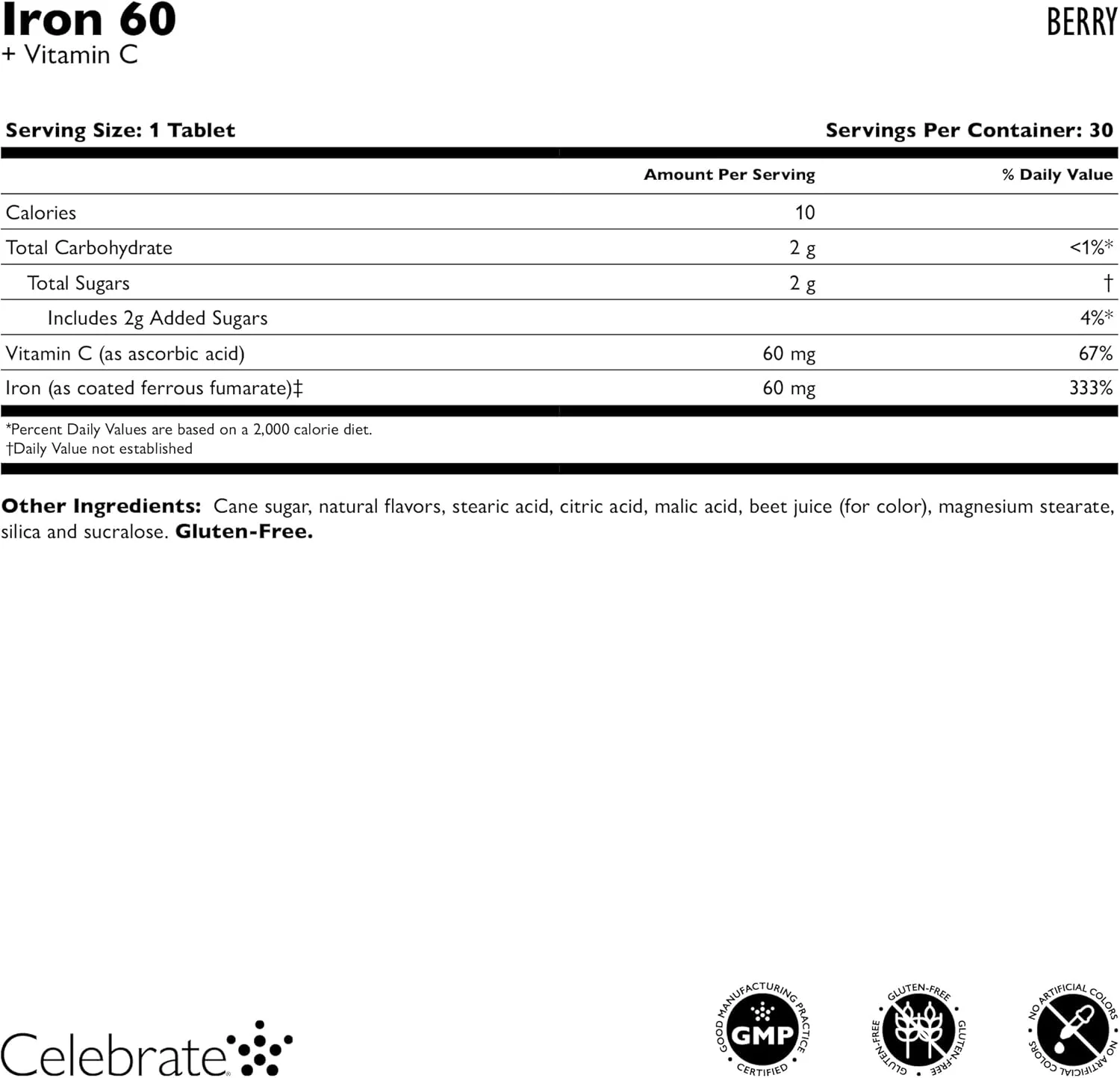 قرص جویدنی آهن + C با طعم توت - 90 عدد