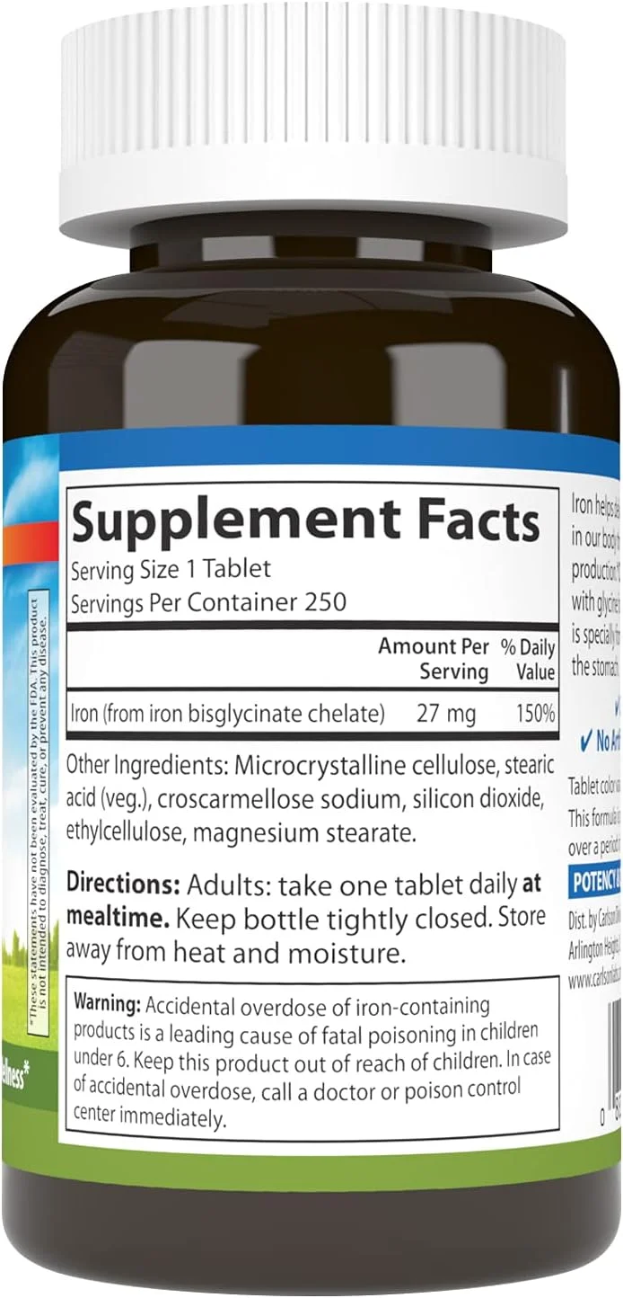 کارلسون، آهن کلاته، 27 میلی گرم، 250 قرص کارلسون، آهن کلاته، 27 میلی گرم، 250 قرص