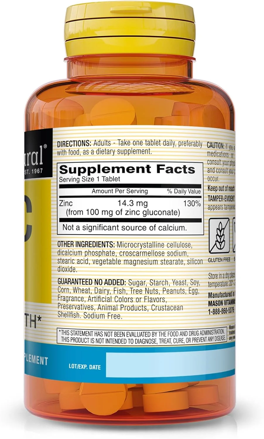 کپسول زینک 100 میلی گرم میسون نچرال، سیستم ایمنی پیشرفته، بهبود پشتیبانی آنتی اکسیدانی، مکمل معدنی ضروری، 100 عدد، بسته 3 عددی