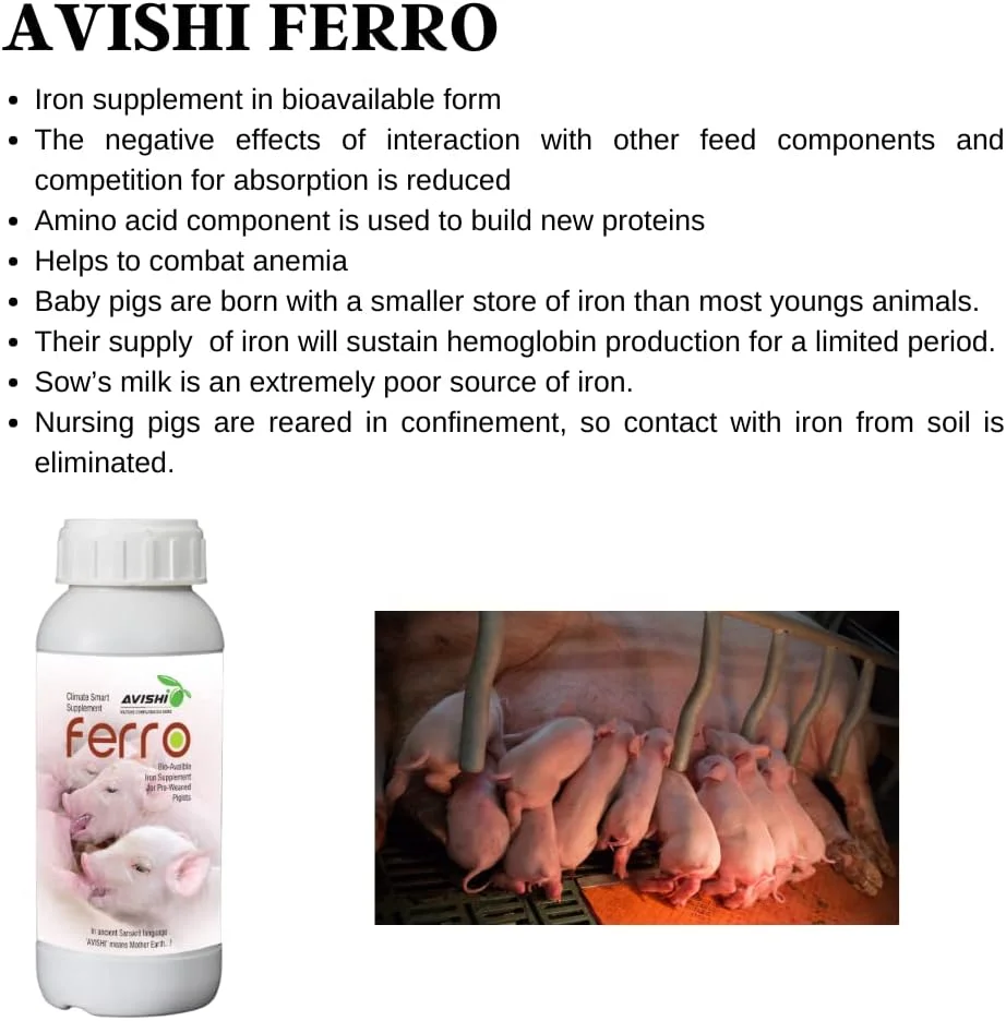 مکمل آهن آویشی فرو ارگانیک (Fe) برای خوک ها (500 میلی لیتر) تقویت کننده تشکیل هموگلوبین در بچه خوک های از شیر گرفته نشده، مبارزه با کم خونی