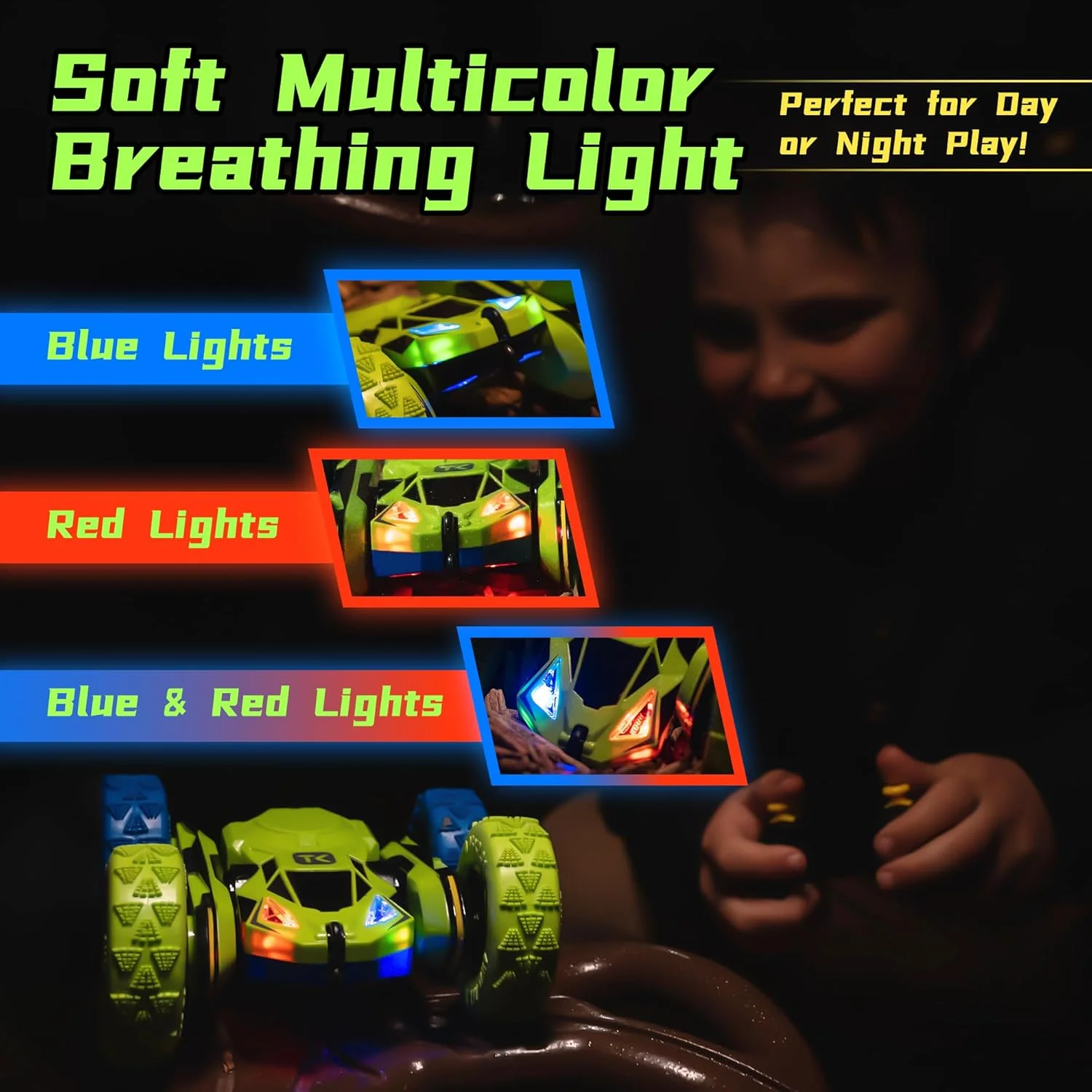 ماشین کنترلی آکروباتیک Threeking، کامیون آفرود با قابلیت چرخش 360 درجه و تغییر شکل سه بعدی، مقیاس 1:28، 2.4 گیگاهرتز، ماشین آکروباتیک شارژی، هدیه ای عالی برای کودکان - سبز