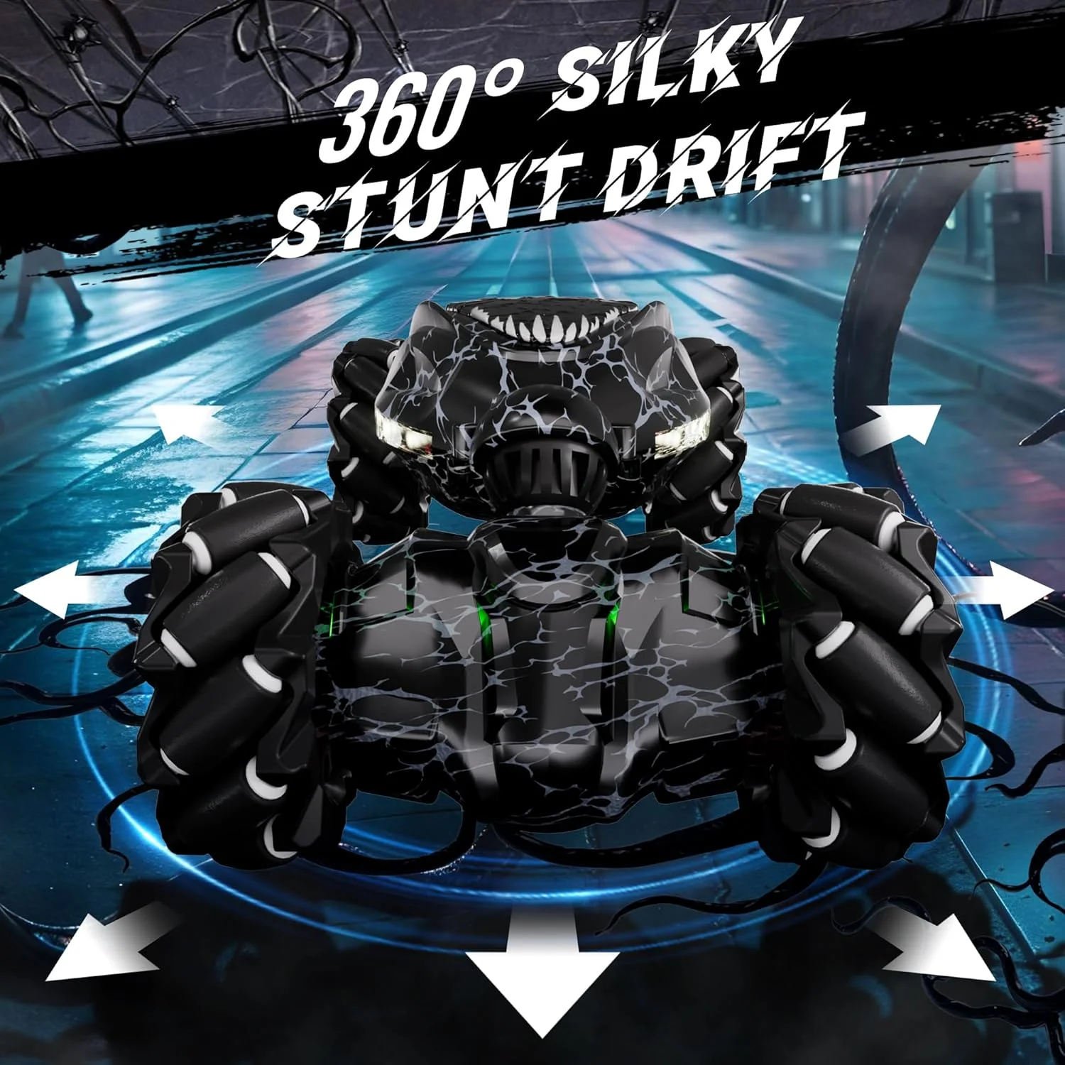 ماشین کنترلی، ماشین های آرسی با حسگر حرکتی 2.4 گیگاهرتز 4WD، ماشین اسباب بازی بدلکاری پیچشی آرسی ونوم، اسباب بازی کودکان برای پسران و دختران 5-7 ساله، ماشین دریفت آرسی با هدیه موسیقی سبک برای اسباب بازی های پسرانه 8-13 ساله