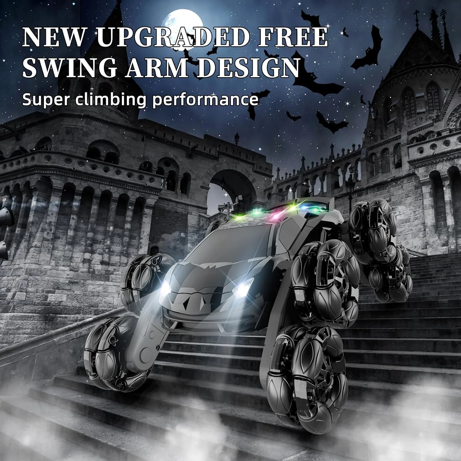 ماشین کنترلی 8WD، ماشین های آرسی 2.4 گیگاهرتزی با قابلیت اسپری و نور جذاب، اسباب بازی های کودکان با فرآیند آبکاری، ماشین دریفت و صخره نوردی، اسباب بازی پسرانه مناسب سنین 4-6، 7، 8-13 سال (مشکی)