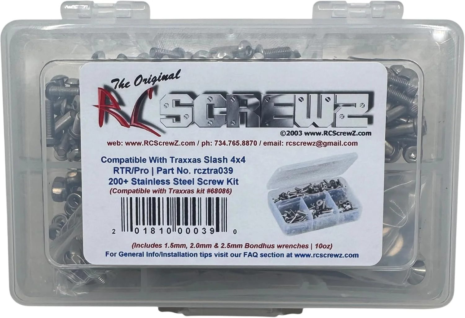 کیت پیچ استیل ضد زنگ RC Screwz Traxxas Slash 4x4 tra039 برای کیت Traxxas (#6808/68086)