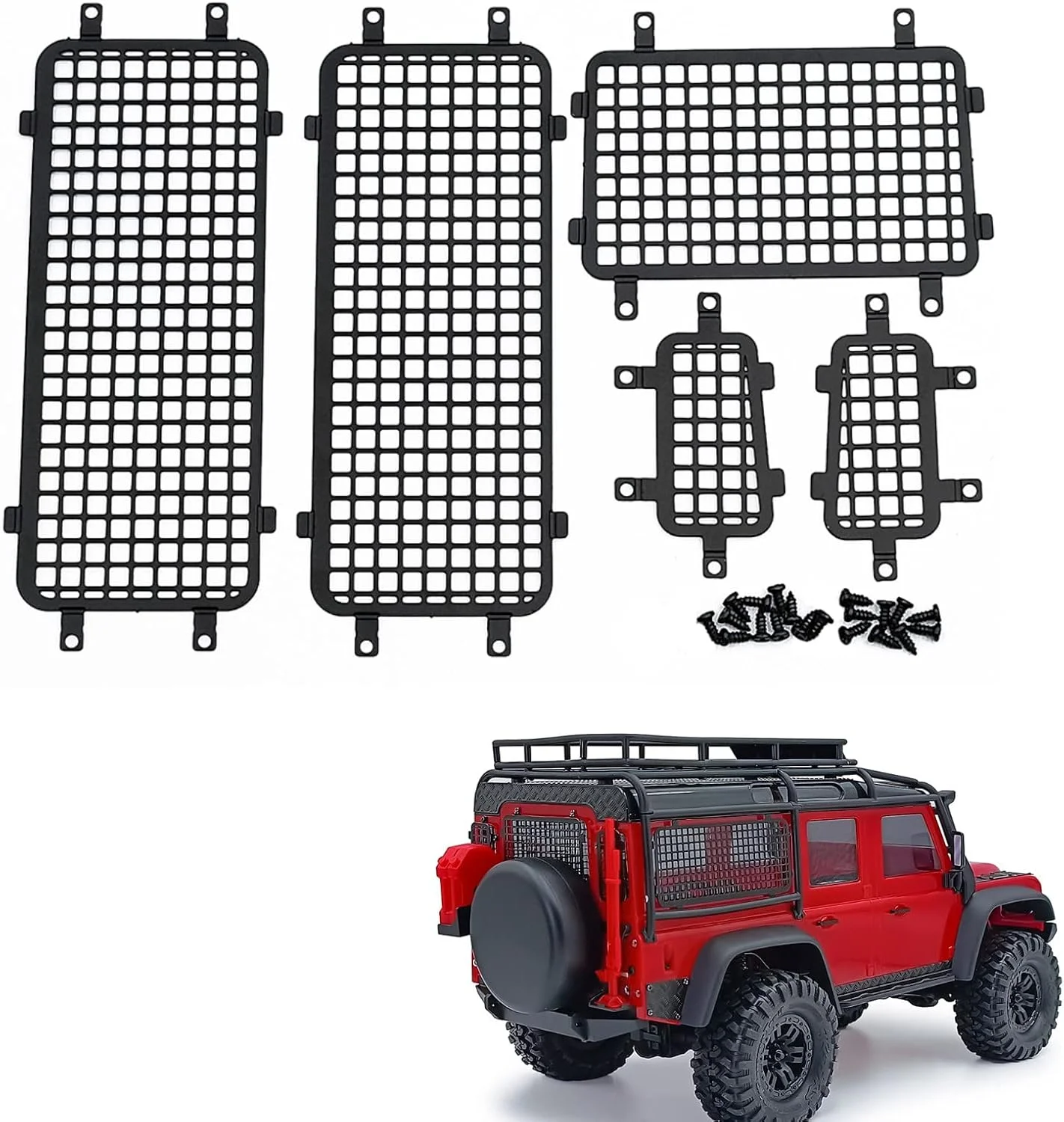 محافظ توری پنجره فولادی ضد زنگ ماشین آرسی RCLions برای ارتقاء ماشین خزنده آرسی TRX4M Defender 1/18