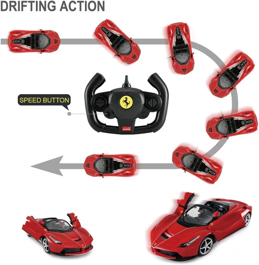 ماشین کنترلی دریفت فراری RASTAR، مدل 1/14 فراری LaFerrari Aperta - سقف تاشو، درهای بازشو، چراغ های روشن