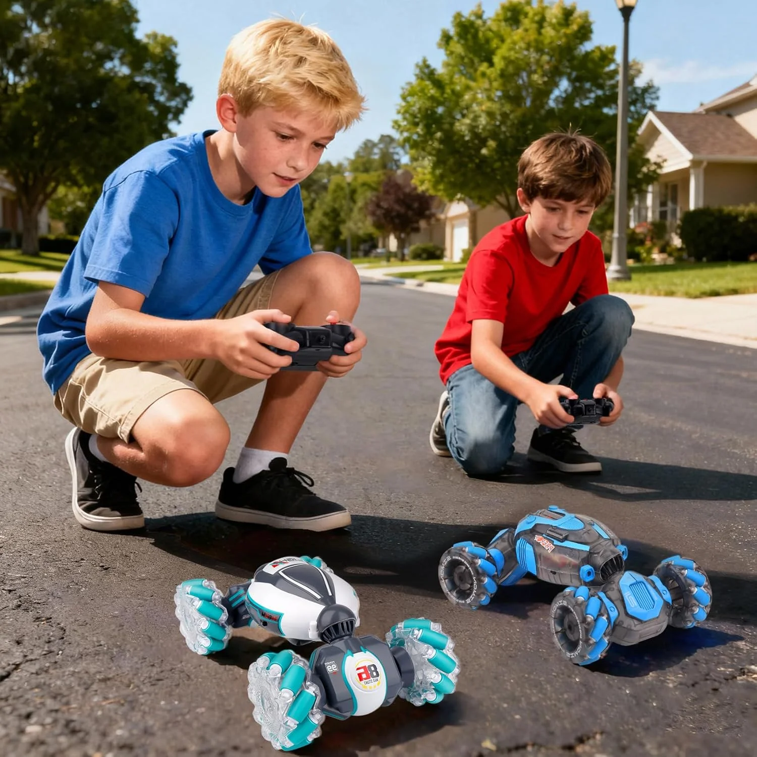 ماشین اسباب بازی بدلکاری کنترلی با اشاره PREPOP مناسب پسران 6 تا 12 سال - بهترین هدیه تولد برای کودکان 7، 8، 9، 10 و 11 ساله، ماشین های کنترلی 2.4 گیگاهرتزی با کنترل دستی، تبدیل شونده 4WD آفرود با قابلیت چرخش