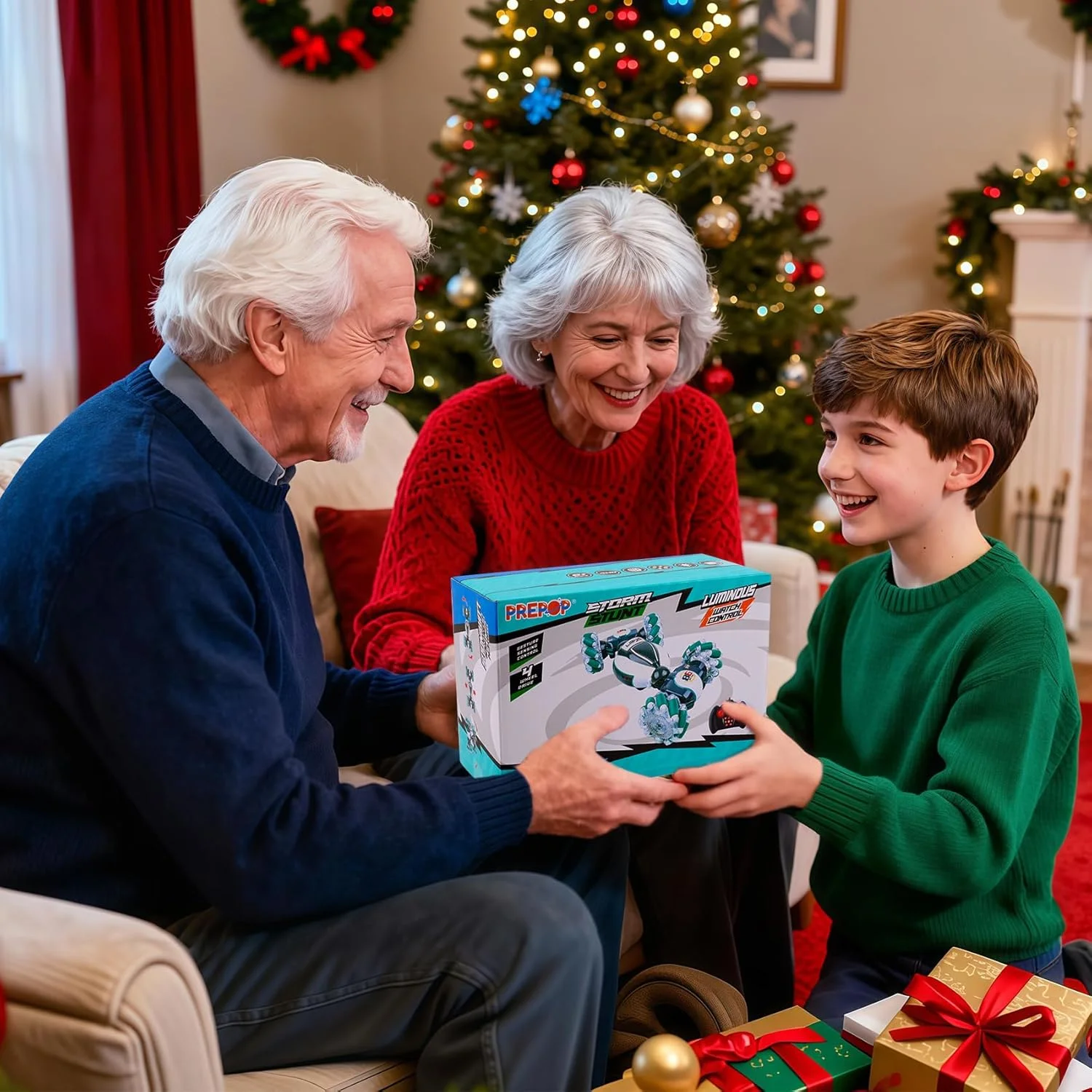 ماشین اسباب بازی بدلکاری کنترلی با اشاره PREPOP مناسب پسران 6 تا 12 سال - بهترین هدیه تولد برای کودکان 7، 8، 9، 10 و 11 ساله، ماشین های کنترلی 2.4 گیگاهرتزی با کنترل دستی، تبدیل شونده 4WD آفرود با قابلیت چرخش