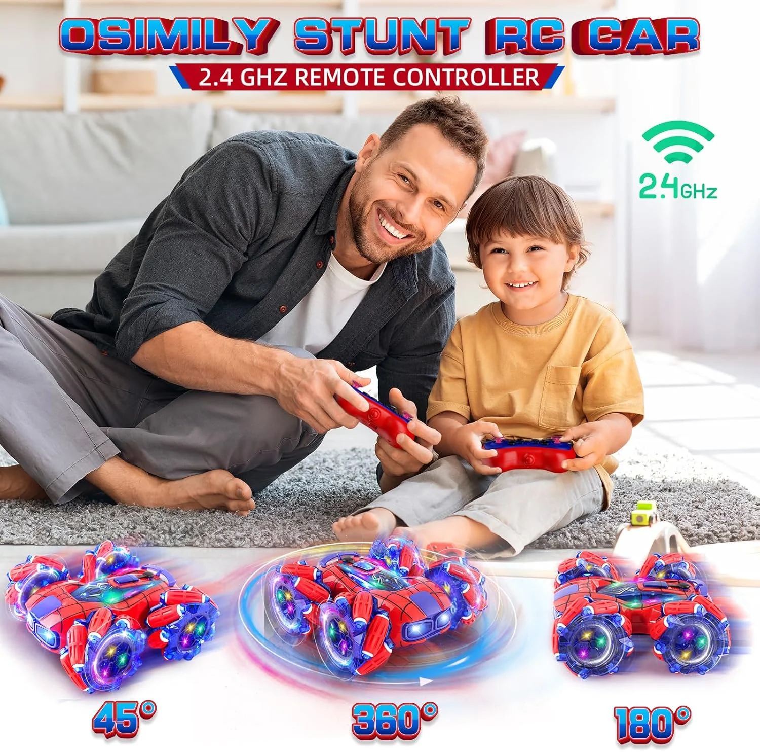 ماشین کنترلی 4WD به همراه ریموت کنترل 2.4 گیگاهرتزی، باتری قابل شارژ، کابل USB و لوازم جانبی