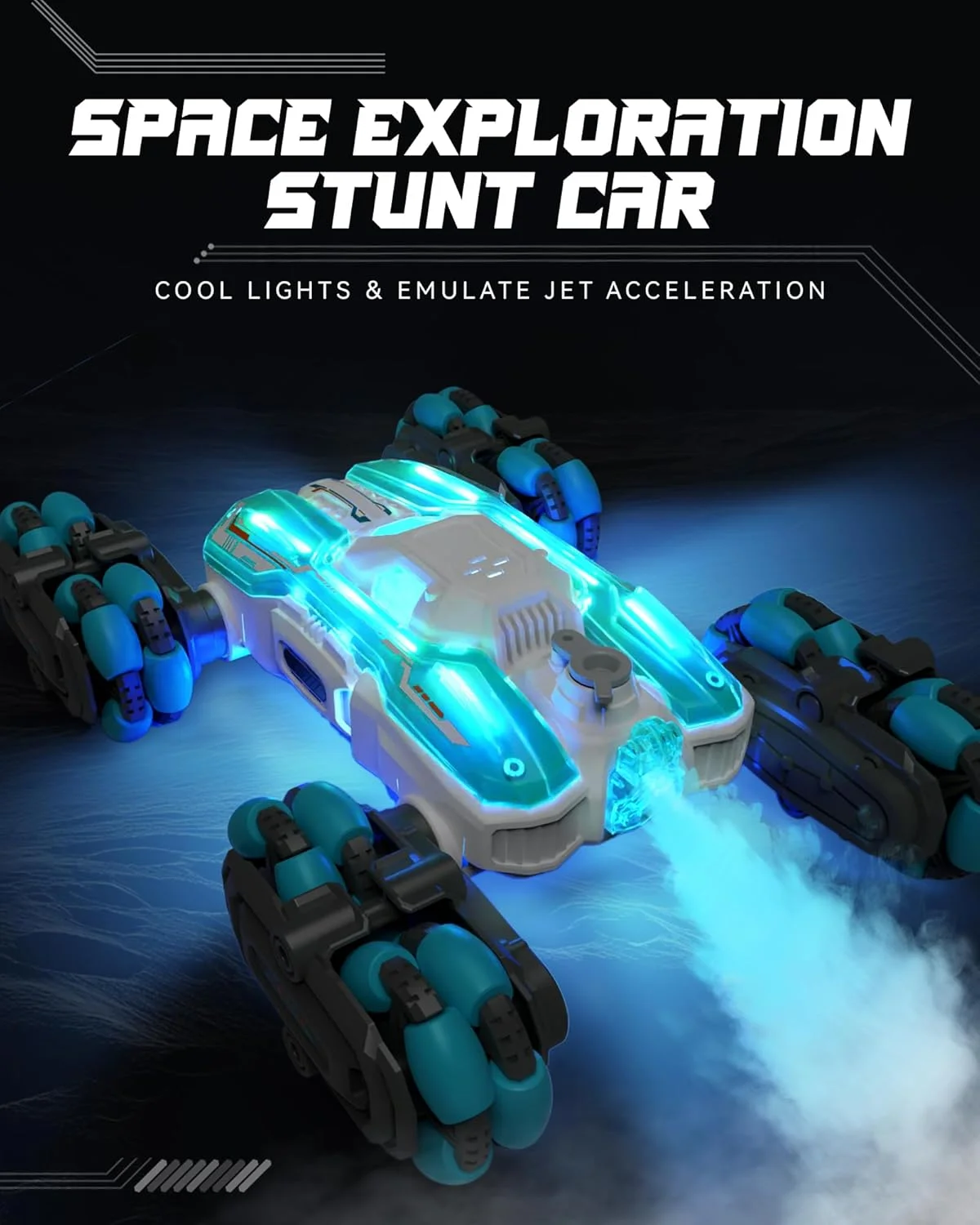 ماشین های بدلکاری کنترلی از راه دور 8WD، حسگر حرکتی 2.4 گیگاهرتزی با قابلیت اسپری و نور، ماشین کنترلی RC با کنترل دستی برای کودکان 6 7 8-12 13 14 ساله، ایده های هدیه تولد کریسمس برای کودکان