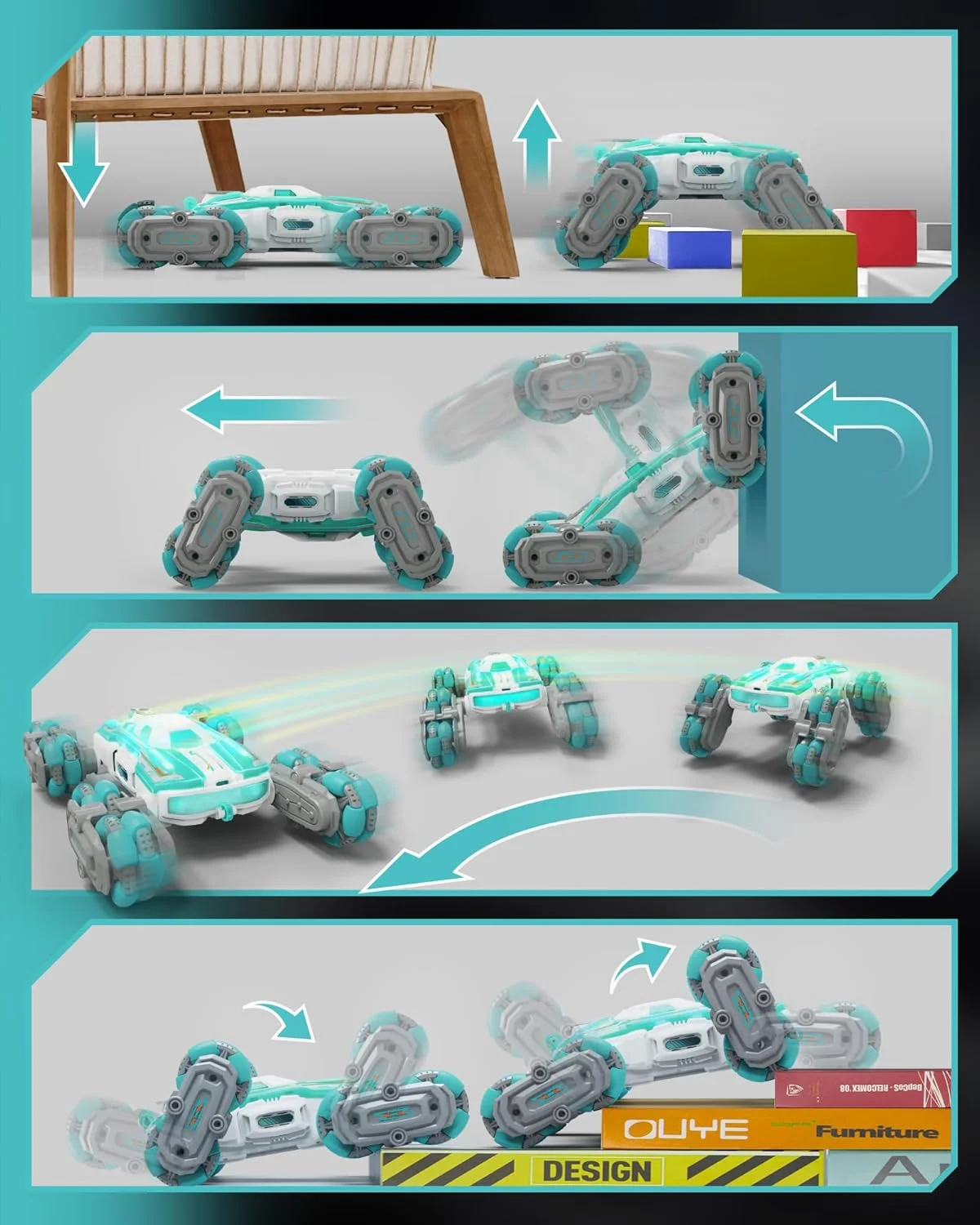 ماشین های بدلکاری کنترلی از راه دور 8WD، حسگر حرکتی 2.4 گیگاهرتزی با قابلیت اسپری و نور، ماشین کنترلی RC با کنترل دستی برای کودکان 6 7 8-12 13 14 ساله، ایده های هدیه تولد کریسمس برای کودکان