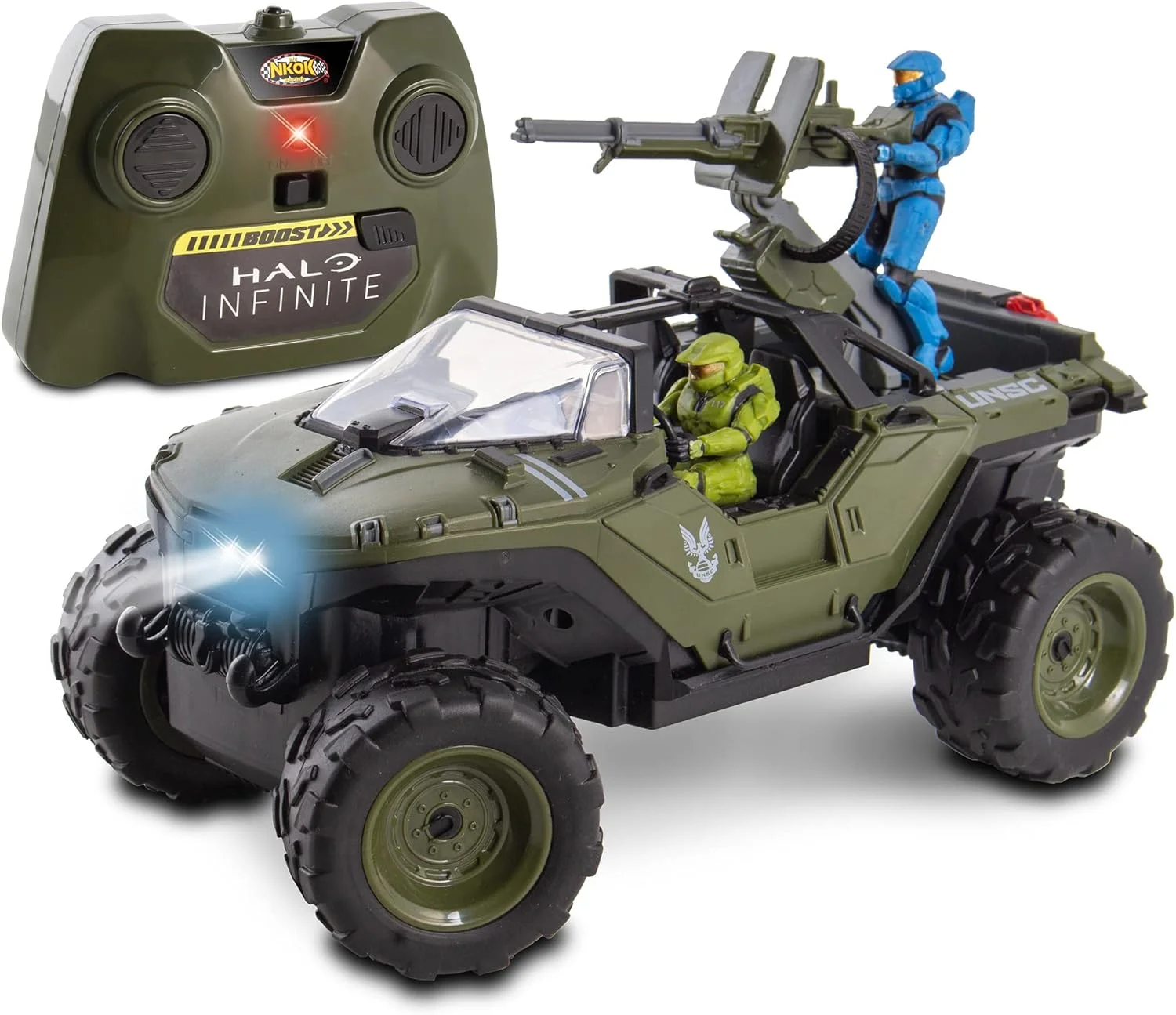 ماشین کنترلی هیلو اینفینیت مدل Battle Hog UNSC Warthog به همراه مستر چیف و اسپارتان، کنترل رادیویی 2.4 گیگاهرتز با قابلیت توربو ماشین کنترلی هیلو اینفینیت مدل Battle Hog UNSC Warthog به همراه مستر چیف و اسپارتان، کنترل رادیویی 2.4 گیگاهرتز با قابلیت توربو