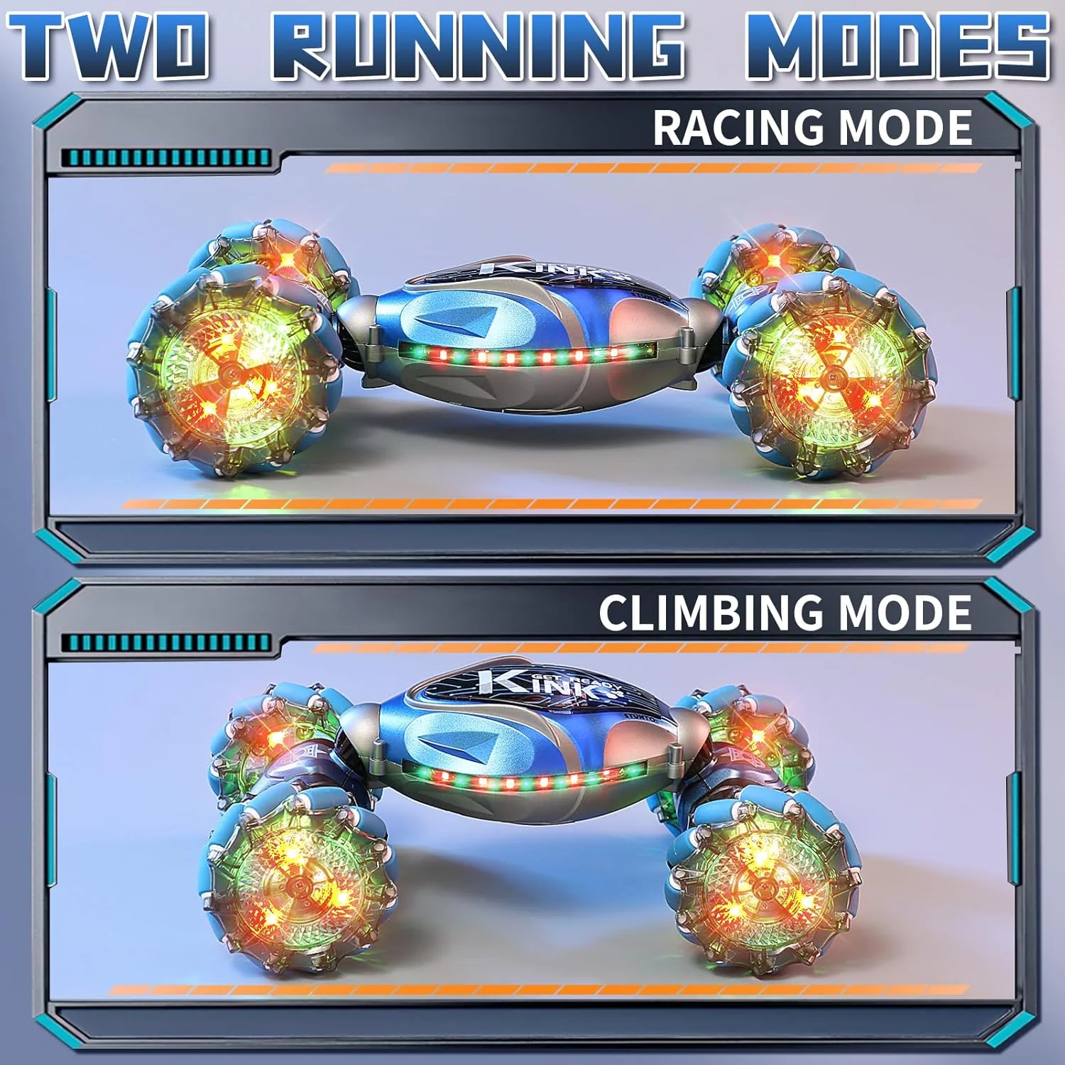 ماشین بدلکاری کنترلی با حسگر حرکتی، اسباب بازی هدیه برای پسران 4-7 و 8-12 ساله، ماشین های دریفت 4WD 2.4 گیگاهرتزی با قابلیت چرخش و کنترل با دست، ماشین های آفرود با قابلیت چرخش 360 درجه و تغییر شکل به همراه نور و موسیقی برای تولد