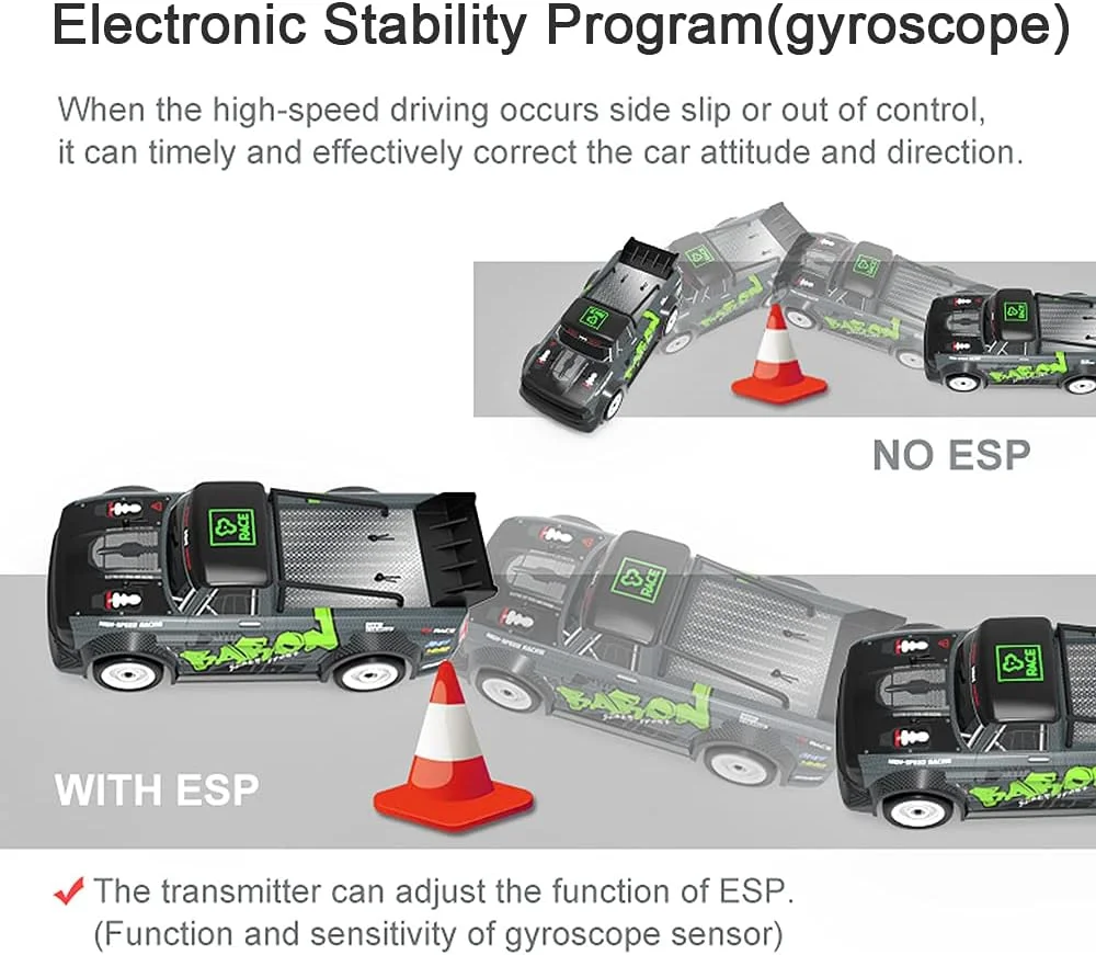 ماشین دریفت کنترلی Mostop RC با سرعت بالا 20 مایل در ساعت، ماشین مسابقه دریفت کنترلی 4WD 2.4Ghz، ماشین کنترلی با قابلیت کنترل دریچه گاز و فرمان برای دریفت و مسابقه، ماشین های دریفت RC مقیاس 1/16 RTR با نور