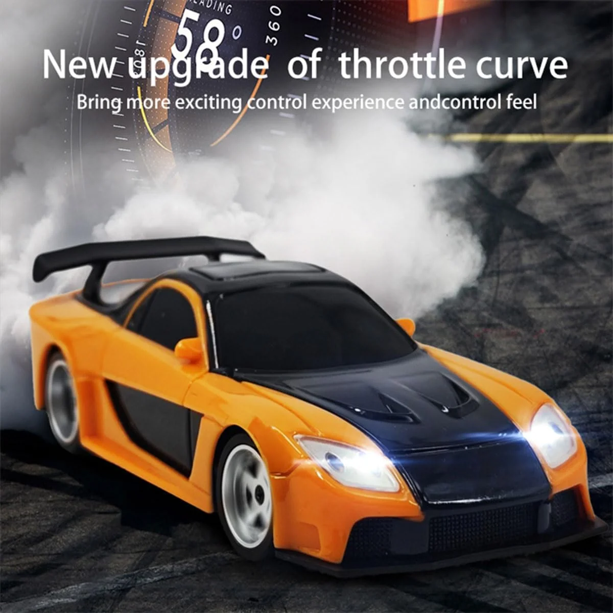 ماشین دریفت مینی آرسی مقیاس 1/43، مدل ماشین مسابقه ای کنترل از راه دور 4WD با تناسب کامل 2.4 گیگاهرتز با چراغ، باتری لیتیوم پلیمر 15 کیلومتر در ساعت و 30 دقیقه زمان اجرا (RTR) - نسخه ژیروسکوپ