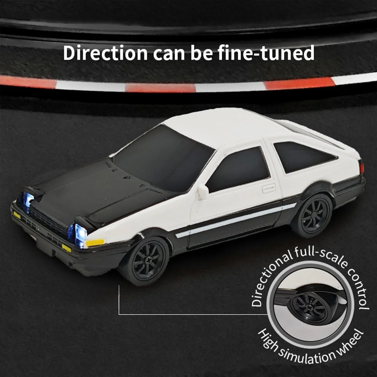 ماشین دریفت مینی آرسی مقیاس 1/43، مدل ماشین مسابقه ای کنترل از راه دور 4WD با تناسب کامل 2.4 گیگاهرتز با چراغ، باتری لیتیوم پلیمر 15 کیلومتر در ساعت و 30 دقیقه زمان اجرا (RTR) - نسخه ژیروسکوپ