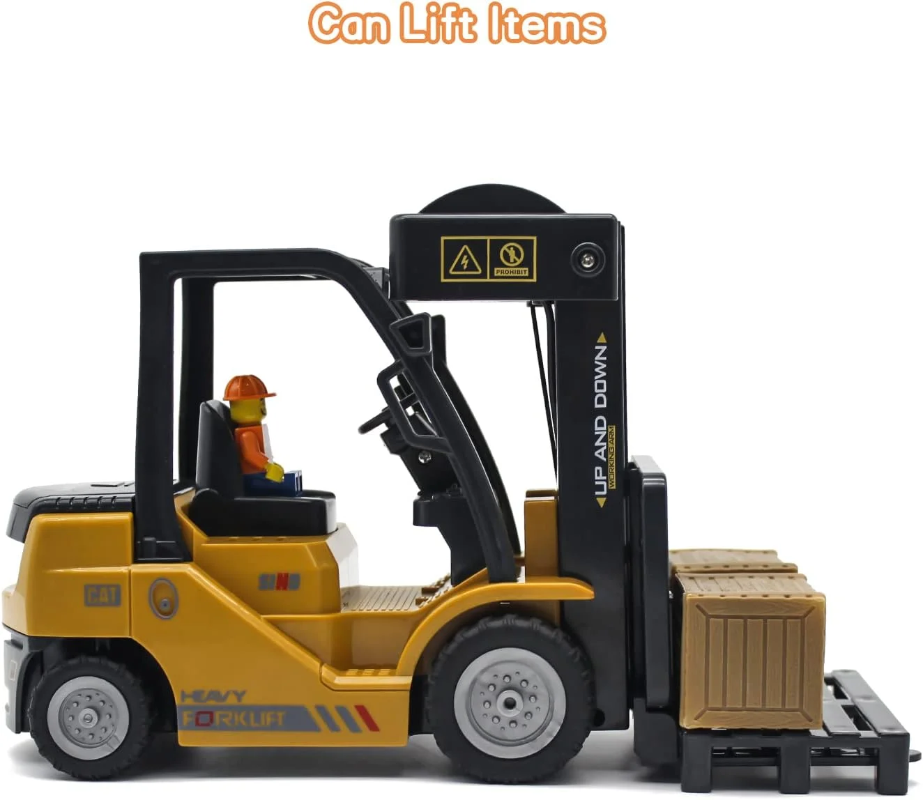 لیفتراک کنترلی 11 کاناله، جرثقیل اسباب بازی ساختمانی با جعبه، صدا و نور و افشانه، دو باتری قابل شارژ، اسباب بازی لیفتراک هدیه کریسمس و تولد برای کودکان