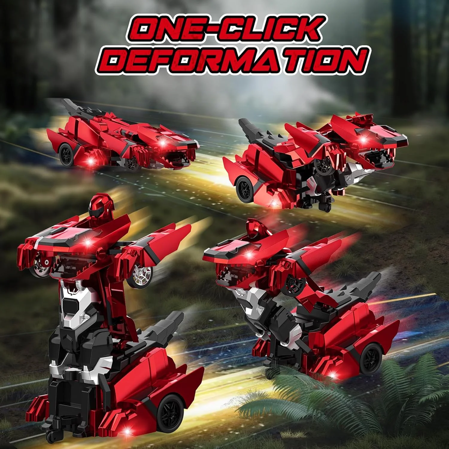 ماشین های تبدیل شونده دایناسوری کنترلی برای پسران 4-7 8-12، ربات تبدیل شونده ماشین کنترلی 2.4 گیگاهرتز (قرمز)