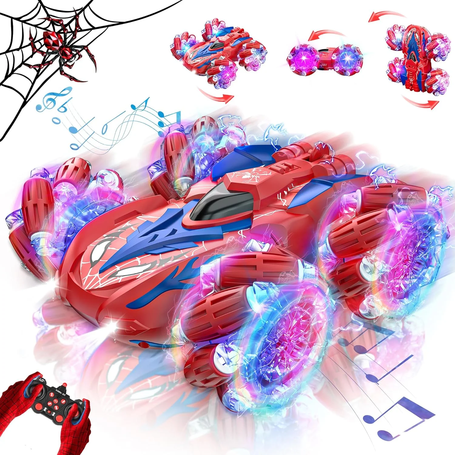 ماشین کنترلی عنکبوتی، ماشین آرسی 2.4 گیگاهرتز، هدیه اسباب بازی برای کودکان 3 4 5 6 7 8 9 ساله