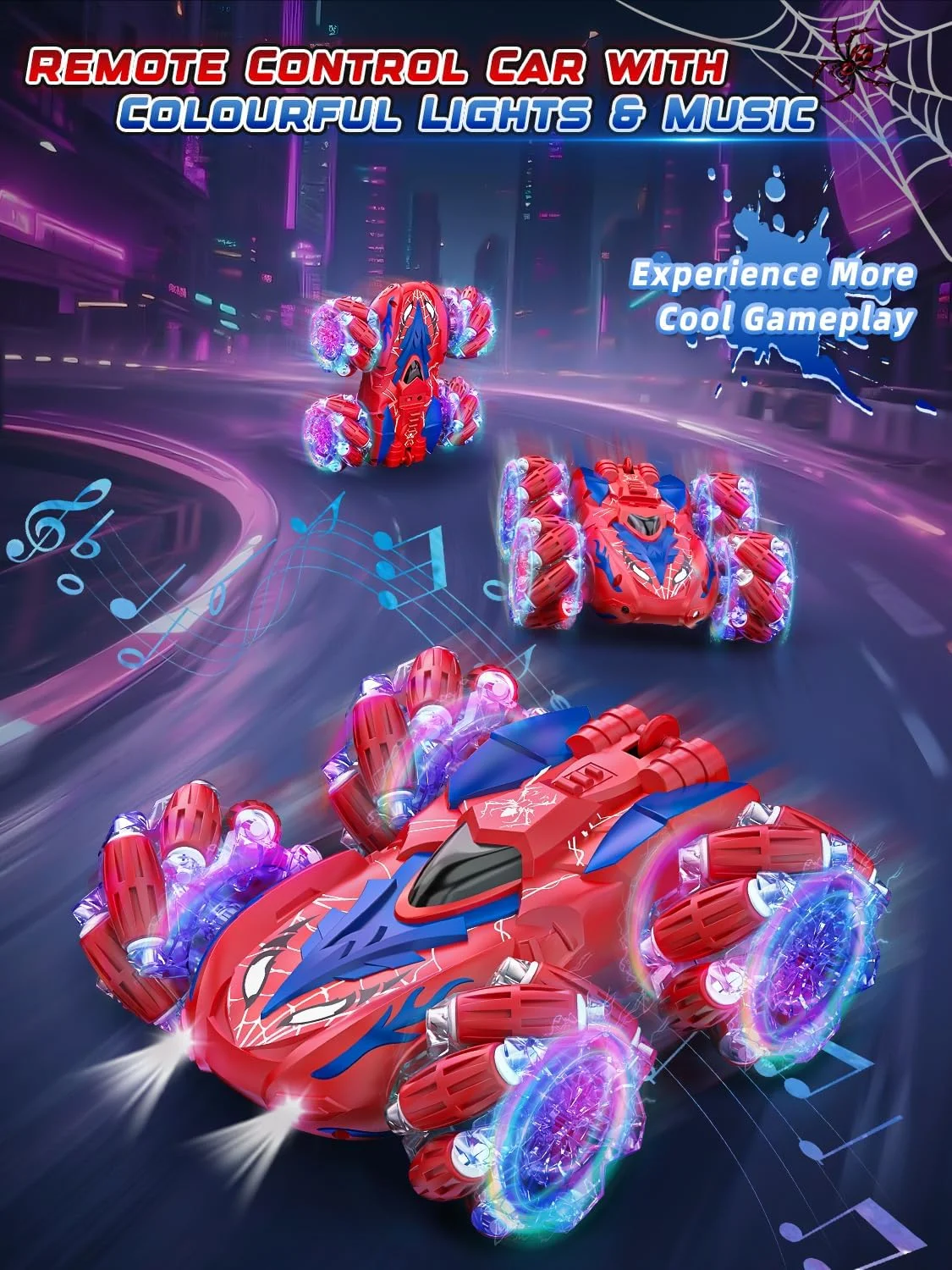 ماشین کنترلی عنکبوتی، ماشین آرسی 2.4 گیگاهرتز، هدیه اسباب بازی برای کودکان 3 4 5 6 7 8 9 ساله
