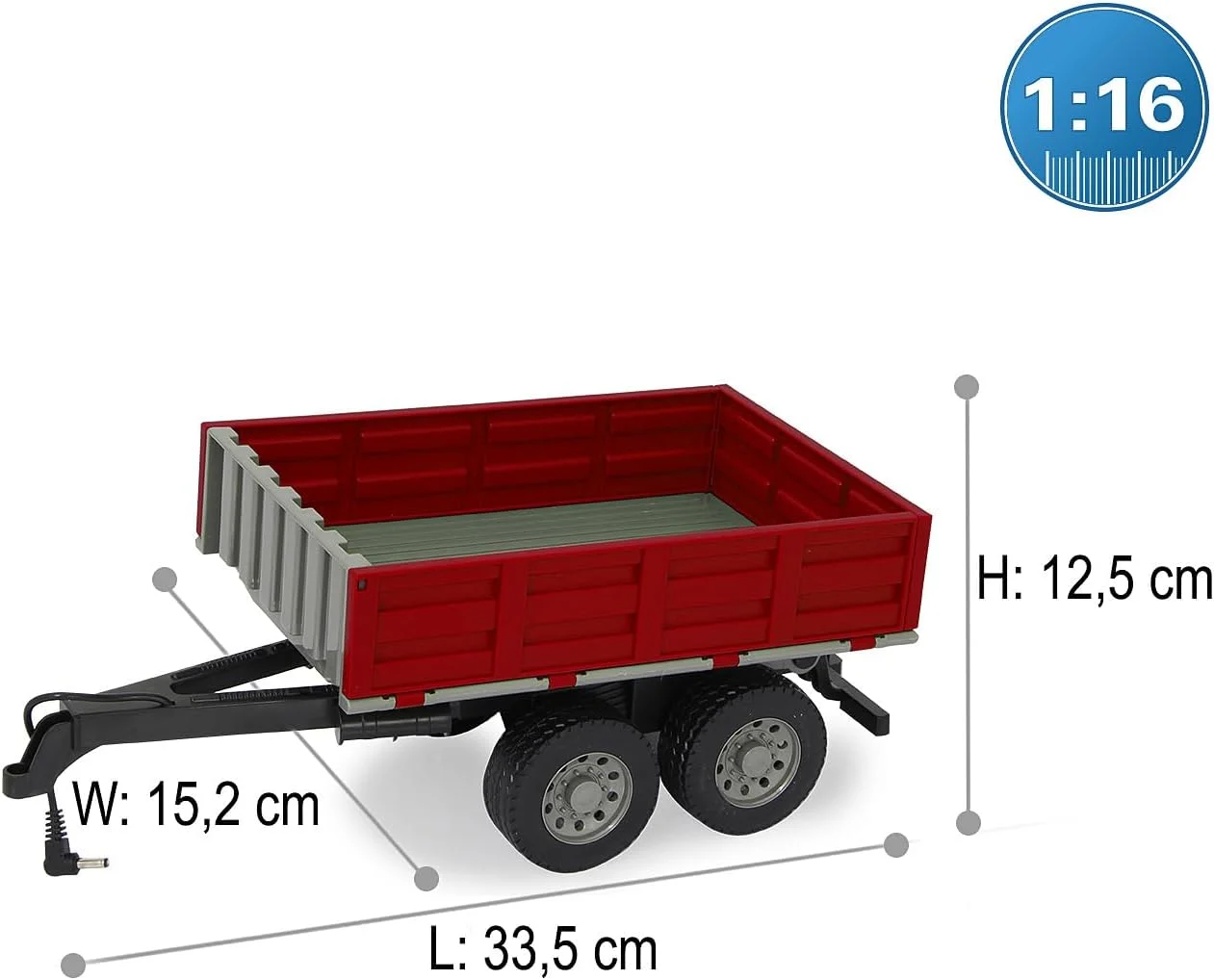 جامارا 413108 – کمپرسی برای تراکتور RC مقیاس 1:16 – حوضچه کمپرسی کنترل از راه دور بالا/پایین، اتصال بکسل جلو، دیواره های جانبی تاشو قرمز