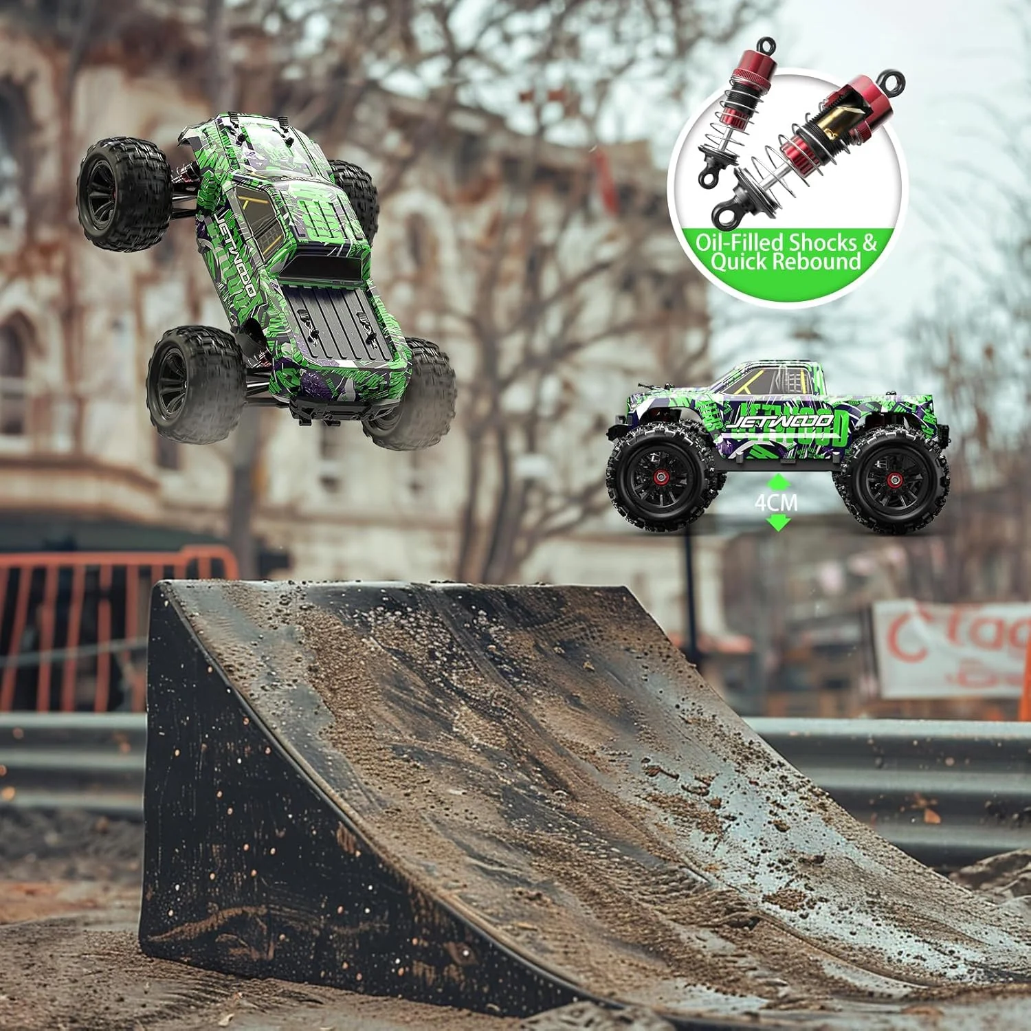 ماشین کنترلی پرسرعت Jetwood 1/16 برای بزرگسالان، ماشین های الکتریکی 4WD RTR RC، کامیون RC پرسرعت هدیه برای پسران، باگی آفرود با حداکثر سرعت 38 کیلومتر در ساعت، JC16W با 2 باتری