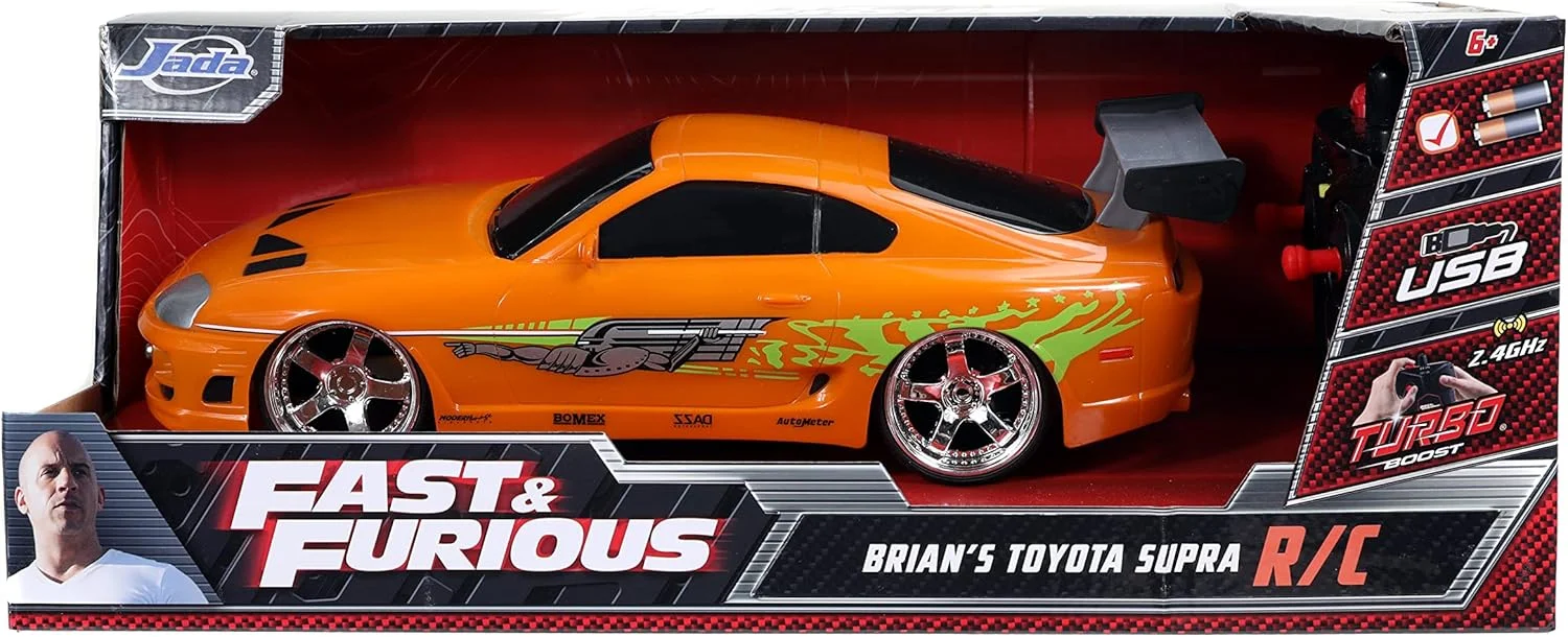 ماشین کنترلی تویوتا سوپرا ۱۹۹۵ سری سریع و خشن (مقیاس ۱/۱۶) از Jada Toys، نارنجی