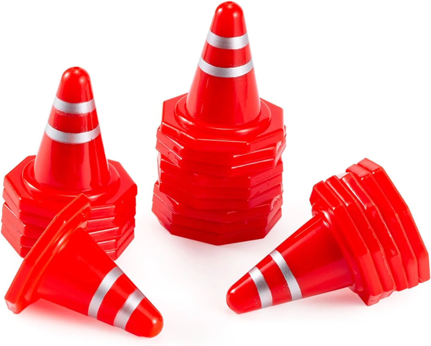 20 عدد مخروط ترافیکی شبیه سازی شده، اسباب بازی های تزئینی کوچک مخروط های جاده ترافیکی برای خزنده RC 1:16 1:18 1:24 ماشین RC SCX24 FCX24 TRX4M