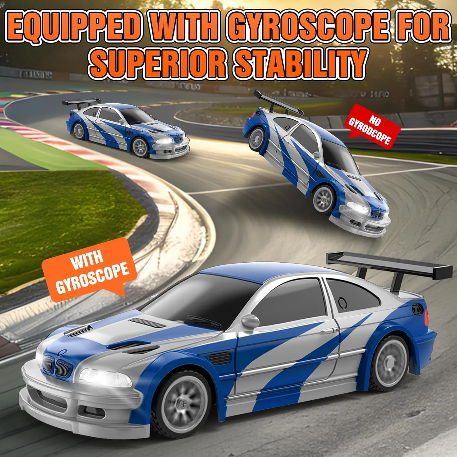 ماشین دریفت آرسی، ماشین دریفت مینی آرسی 1/43 با ژیروسکوپ، ماشین های کنترل از راه دور 2.4 گیگاهرتز با تناسب کامل، مسابقه سرعت بالا 4WD با چراغ، لاستیک های مسابقه ای، مدل ماشین هدیه برای بزرگسالان، کودکان، پسران، دختران