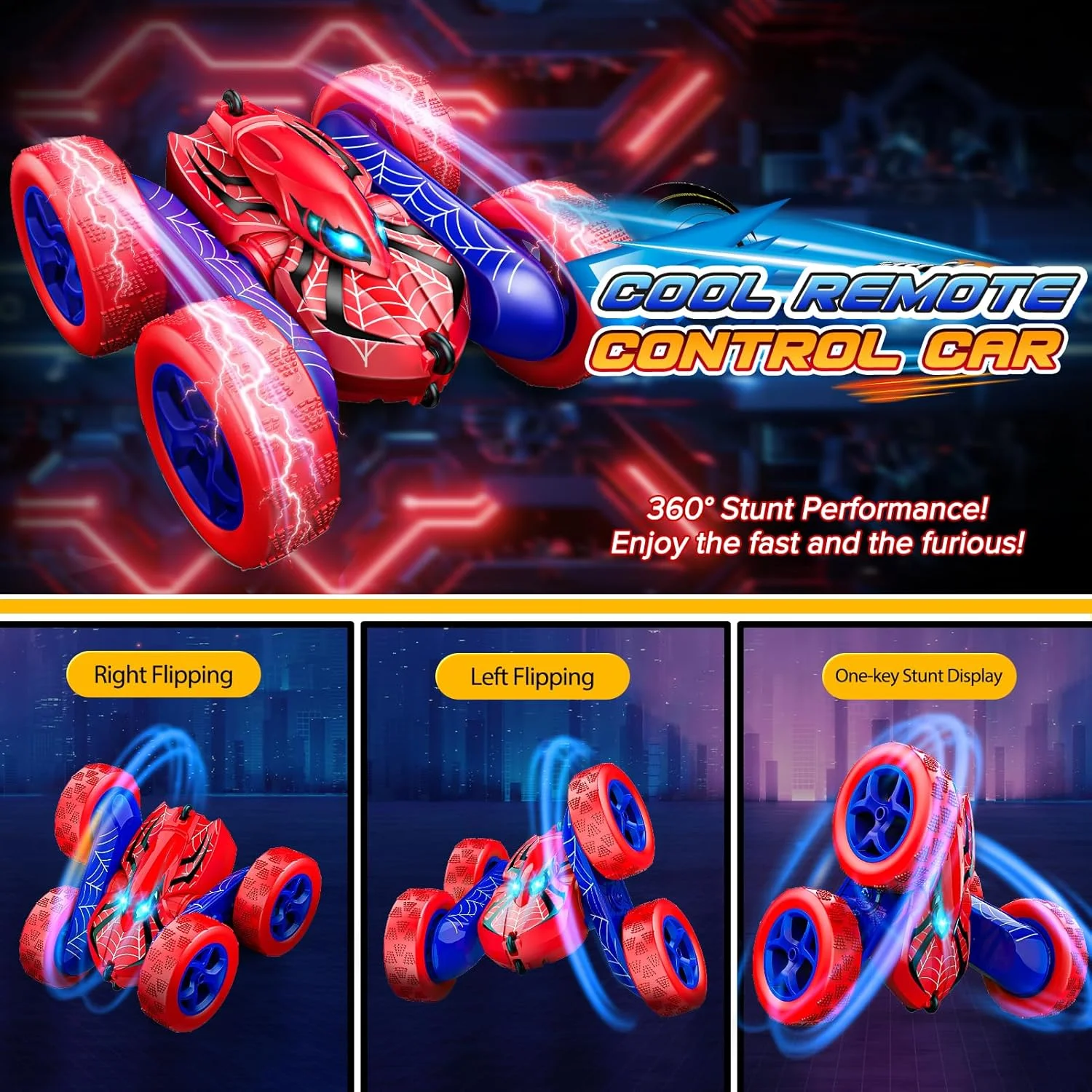 ماشین کنترلی اسباب بازی برای پسران 3، 4، 5، 6، 7، 8، 9 و 10 ساله، ماشین کنترلی دو طرفه 360 درجه چرخان 4WD با فرکانس 2.4 گیگاهرتز، اسباب بازی های الکتریکی قابل شارژ برای سنین 4-6 و 5-7، مناسب برای هدیه تولد، هالووین، کریسمس و عید پاک ماشین کنترلی اسباب بازی برای پسران 3، 4، 5، 6، 7، 8، 9 و 10 ساله، ماشین کنترلی دو طرفه 360 درجه چرخان 4WD با فرکانس 2.4 گیگاهرتز، اسباب بازی های الکتریکی قابل شارژ برای سنین 4-6 و 5-7، مناسب برای هدیه تولد، هالووین، کریسمس و عید پاک