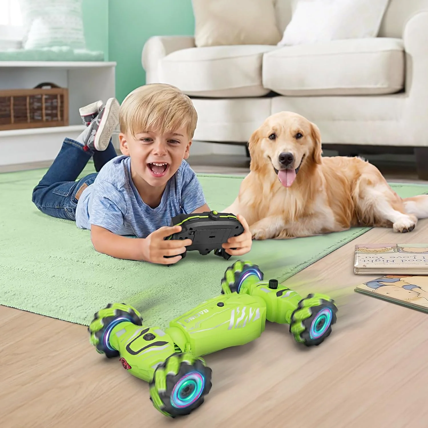 ماشین کنترلی Dysaim، ماشین دریفت چرخشی 360 درجه 4WD RC با کنترل دستی، دارای نور، موسیقی و افشانه، اسباب بازی ماشین 2.4 گیگاهرتزی مناسب برای هدیه کریسمس پسران و دختران 6، 7، 8، 9، 10 و 12 ساله، سبز ماشین کنترلی Dysaim، ماشین دریفت چرخشی 360 درجه 4WD RC با کنترل دستی، دارای نور، موسیقی و افشانه، اسباب بازی ماشین 2.4 گیگاهرتزی مناسب برای هدیه کریسمس پسران و دختران 6، 7، 8، 9، 10 و 12 ساله، سبز