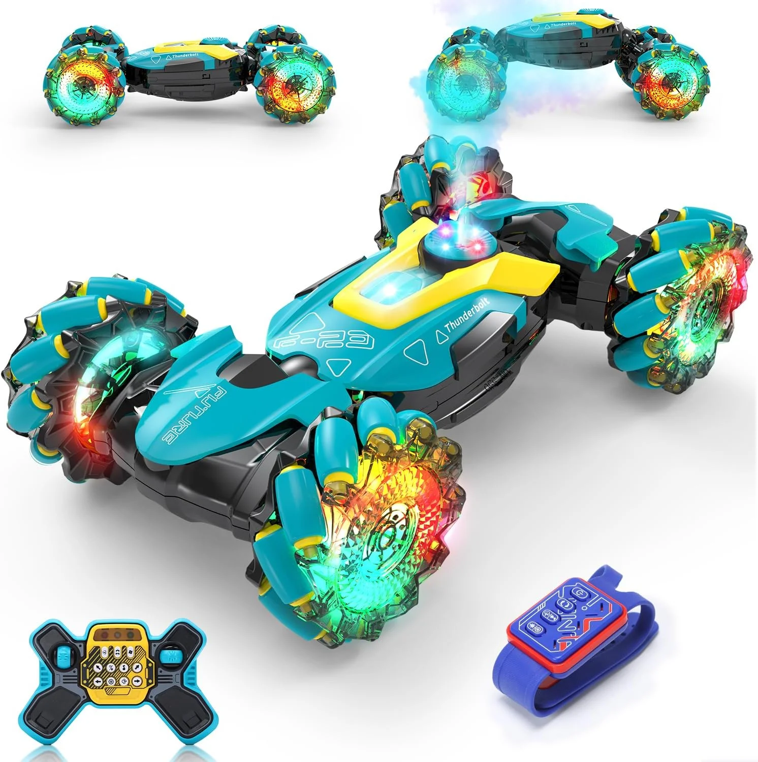 ماشین کنترلی دریفت با حسگر حرکتی DEERC، دارای مه پاش و موسیقی، اسباب بازی ماشین کنترلی 4WD با کنترل دستی برای کودکان، رانندگی دو طرفه در تمام سطوح با چراغ، هدیه تولد برای پسران ماشین کنترلی دریفت با حسگر حرکتی DEERC، دارای مه پاش و موسیقی، اسباب بازی ماشین کنترلی 4WD با کنترل دستی برای کودکان، رانندگی دو طرفه در تمام سطوح با چراغ، هدیه تولد برای پسران