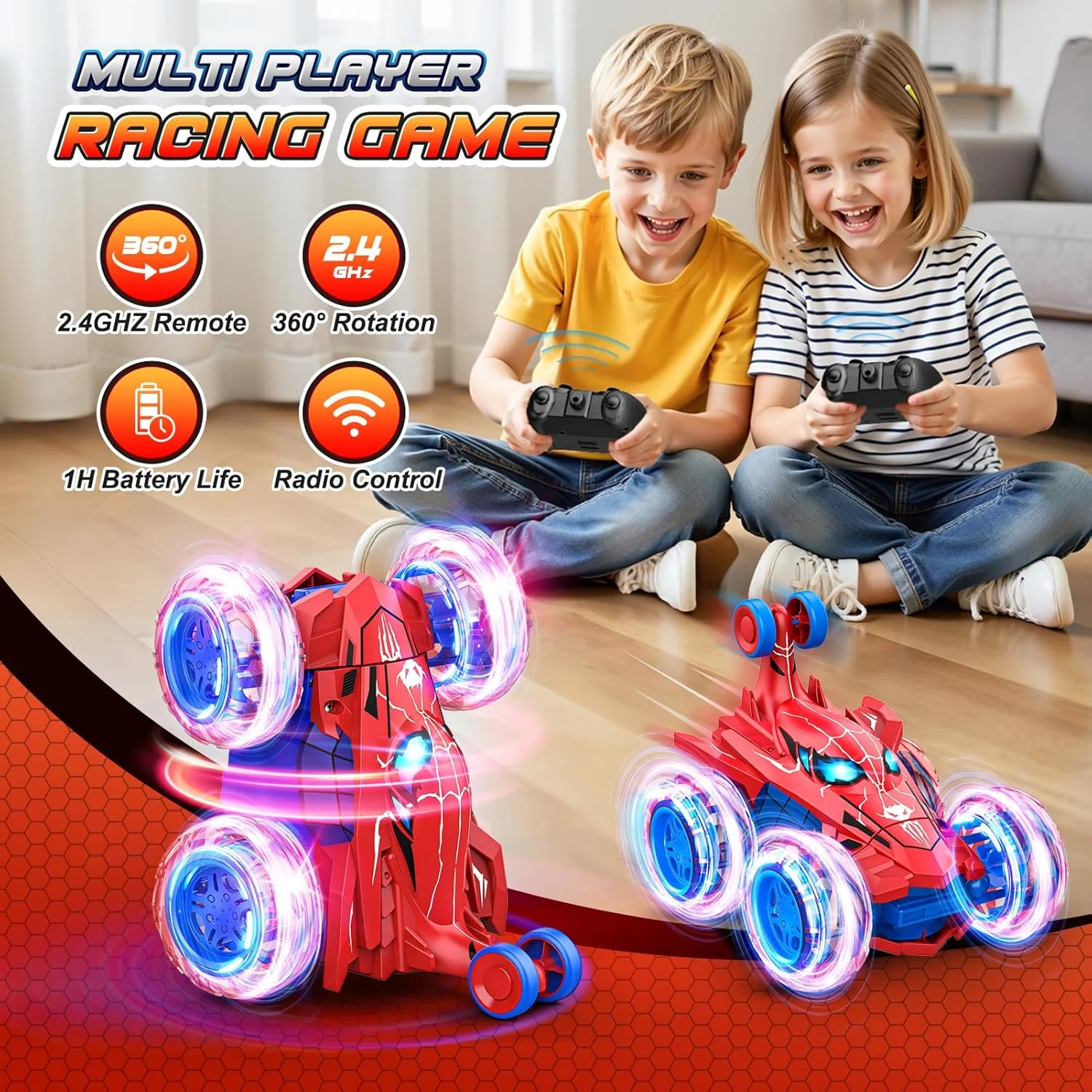 ماشین کنترلی عنکبوتی، اسباب بازی ماشین کنترلی، ماشین کنترلی آکروباتیک شارژی با قابلیت چرخش 360 درجه، چرخ های 4WD با نور روشن، اسباب بازی های سرگرم کننده هدیه تولد یا کریسمس برای کودکان 4 5 6 7 8 9 10 11 12 ساله ماشین کنترلی عنکبوتی، اسباب بازی ماشین کنترلی، ماشین کنترلی آکروباتیک شارژی با قابلیت چرخش 360 درجه، چرخ های 4WD با نور روشن، اسباب بازی های سرگرم کننده هدیه تولد یا کریسمس برای کودکان 4 5 6 7 8 9 10 11 12 ساله